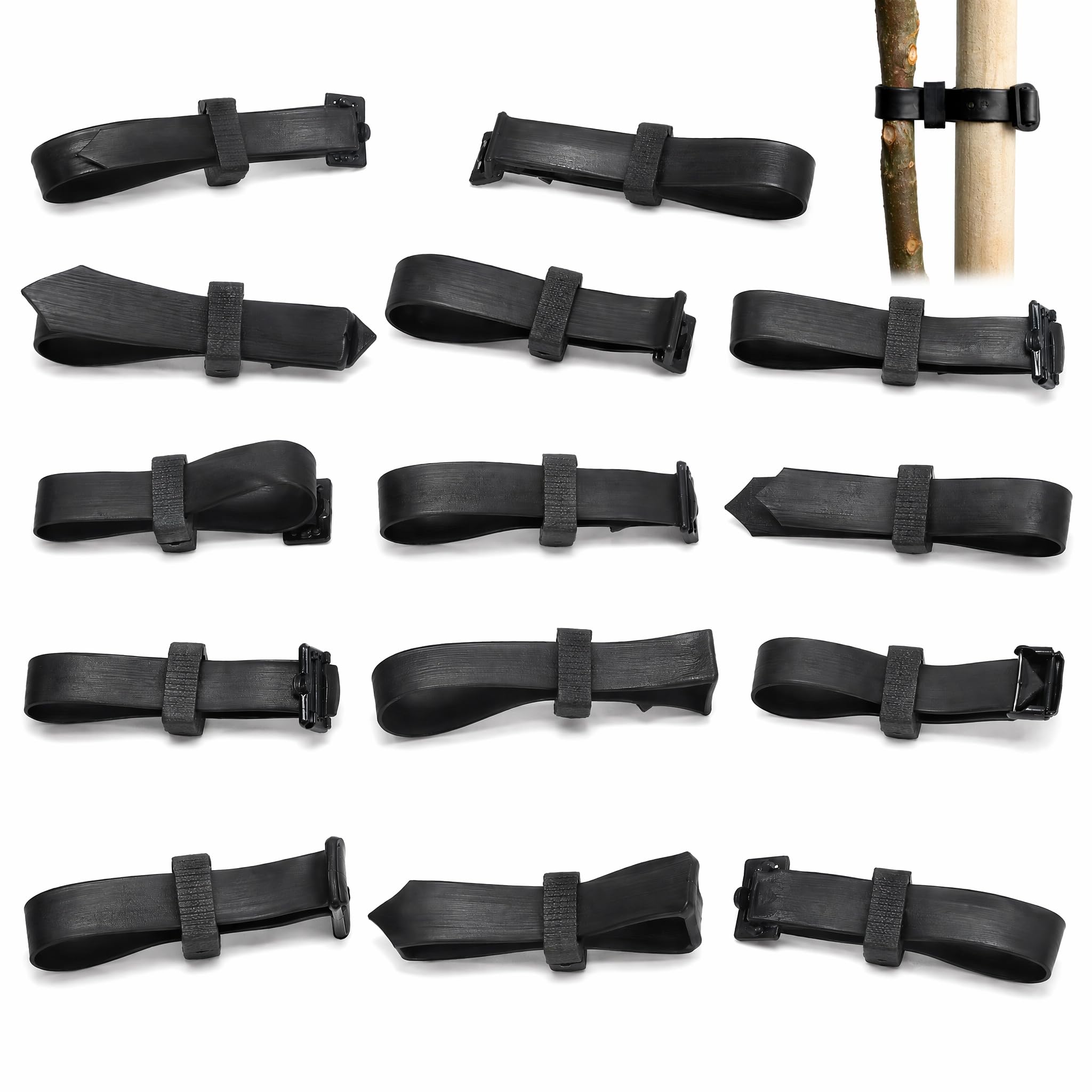 Qixkuric 14 Pcs Tree Ties Rubber, 1.25 X 30cm Tree Ties Straps (Black)