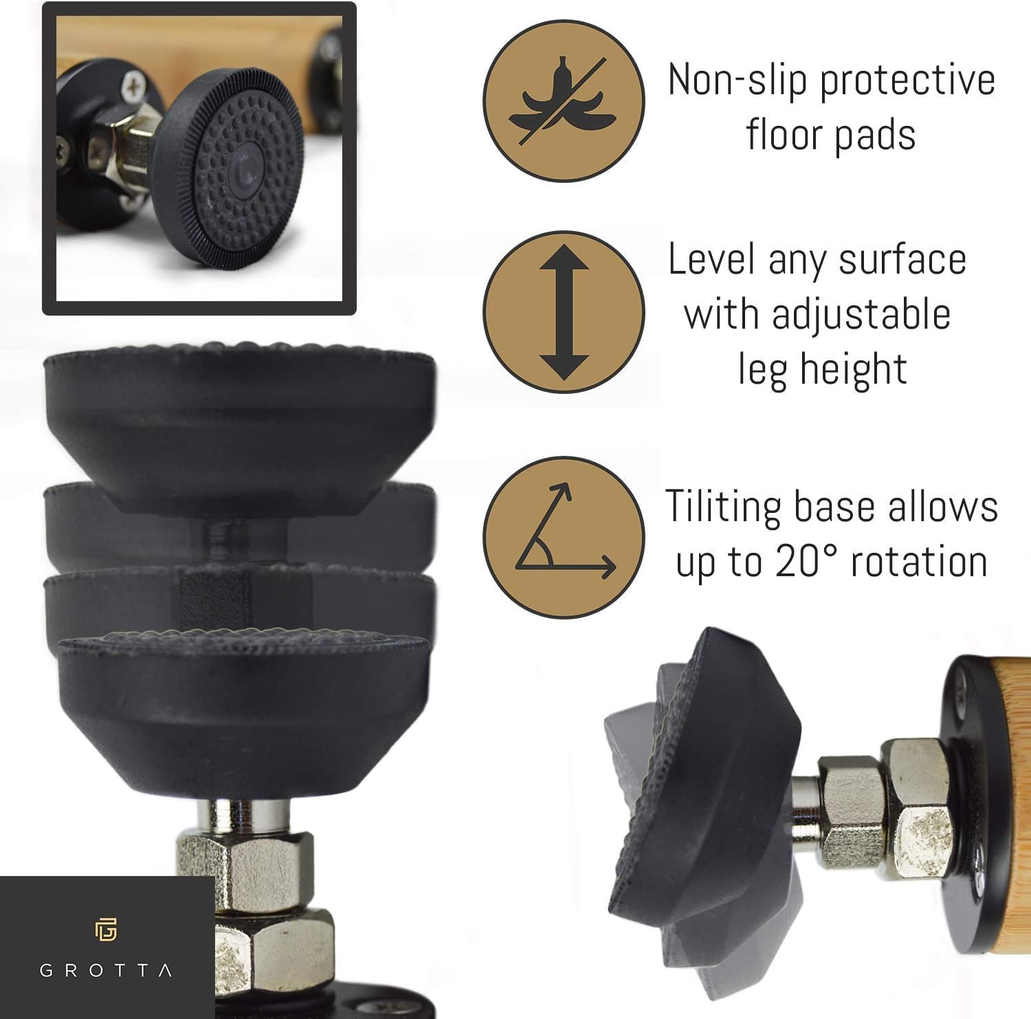 One-Day Sale: Up to 60% Off Grotta Table Legs 28-30 inch Adjustable Set of 4 with Heavy Duty Metal clamp & Wooden Leg for Desk & DIY Trestle Furniture - Hairpin alternatives - mid Century Modern & Industrial