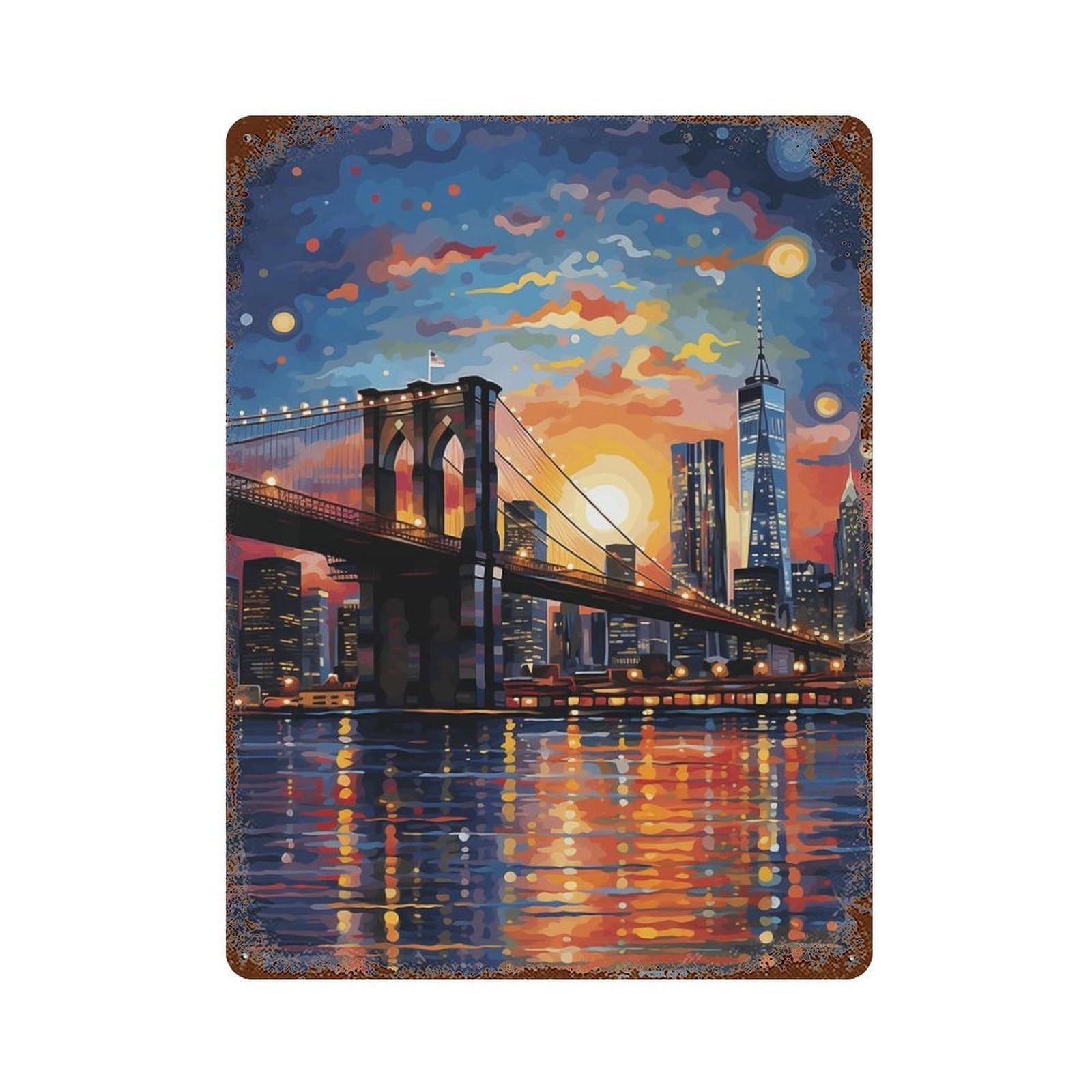 Garage Style Whimsical New York Vintage Rust Metal Sign 15.7"x11.8", Vintage Wall Decor for Bar And Workshop