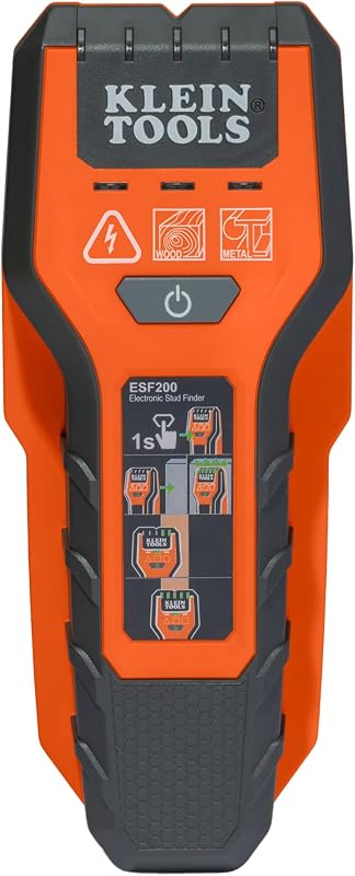 ESF200 Multi-Scan Stud Finder and Wall Scanner with LED Indicators, Fast Auto-Calibration, Detects Wood, Metal, and Live AC, One-Handed Operation, Compact Wall Detector