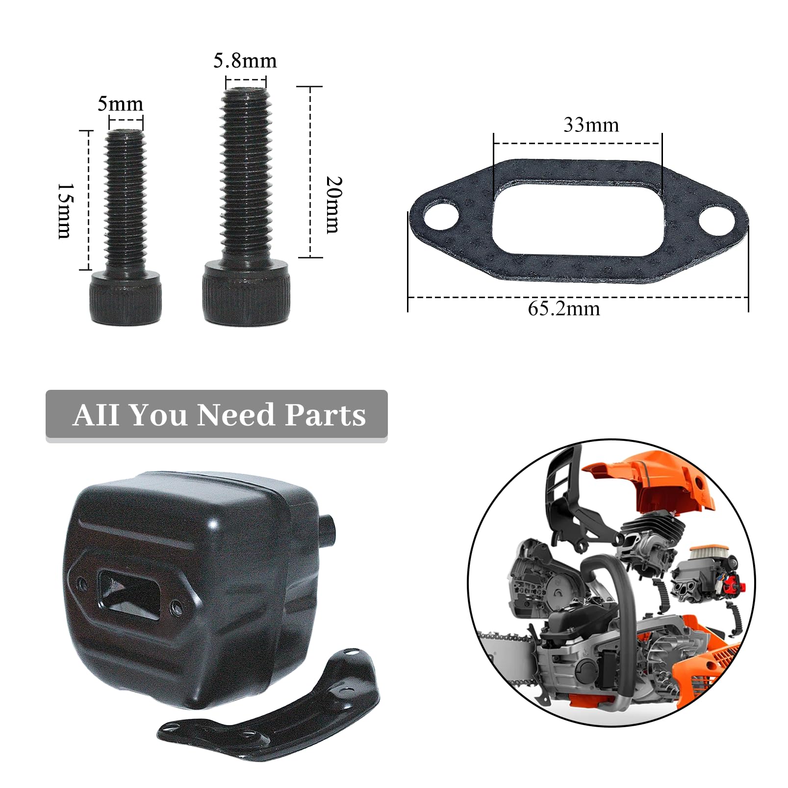 marmitta staffa kit guarnizione per Husqvarna 365 371 372 XP 385 390 XP Chainsaw Parts