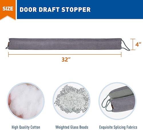 Miniatura 2 de MAGZO - Tapón de ruido para puerta bloqueador de corrientes de aire, reductor de ruido, tapón de aire resistente para la parte inferior de la