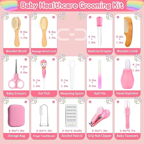 Miniatura 2 de Kit de cuidado de la salud y aseo del bebé, juego de cepillo y peine de madera para bebé, cepillo de madera para bebé con cerdas suaves de cabra,