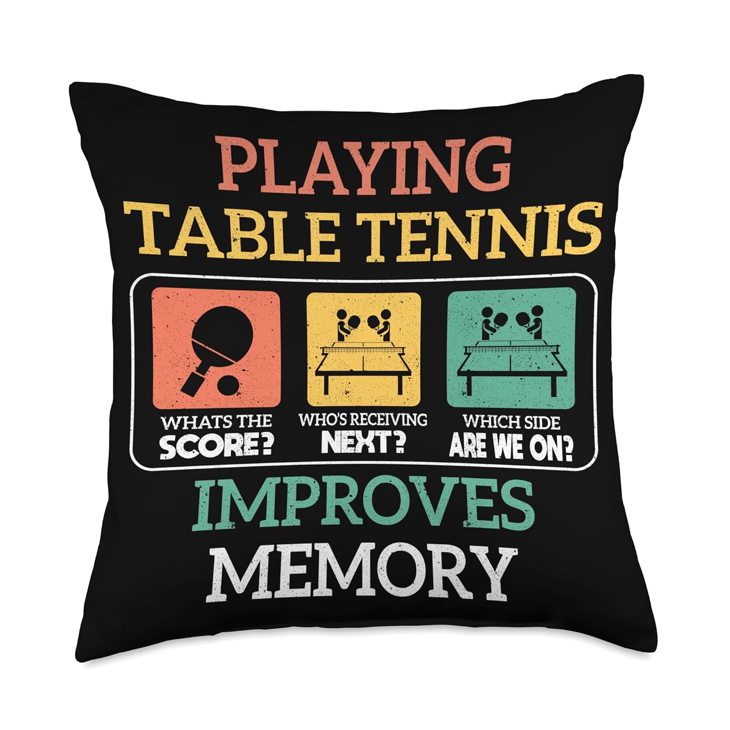 Table tennis impoves memory funny ping pong Throw Pillow