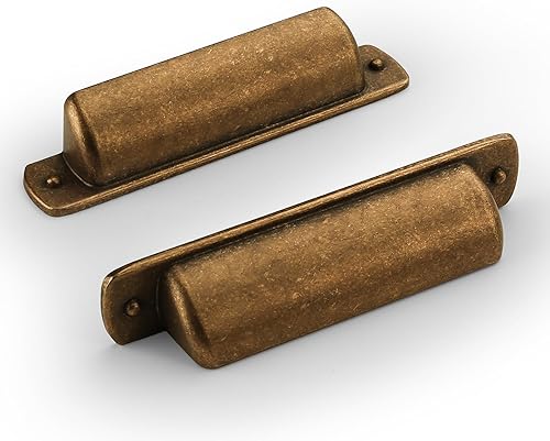 Asidrama Paquete de 10 manijas de gabinete de cocina de latón antiguo de 3 pulgadas (2.992 in), tiradores de taza de gabinete, accesorios de