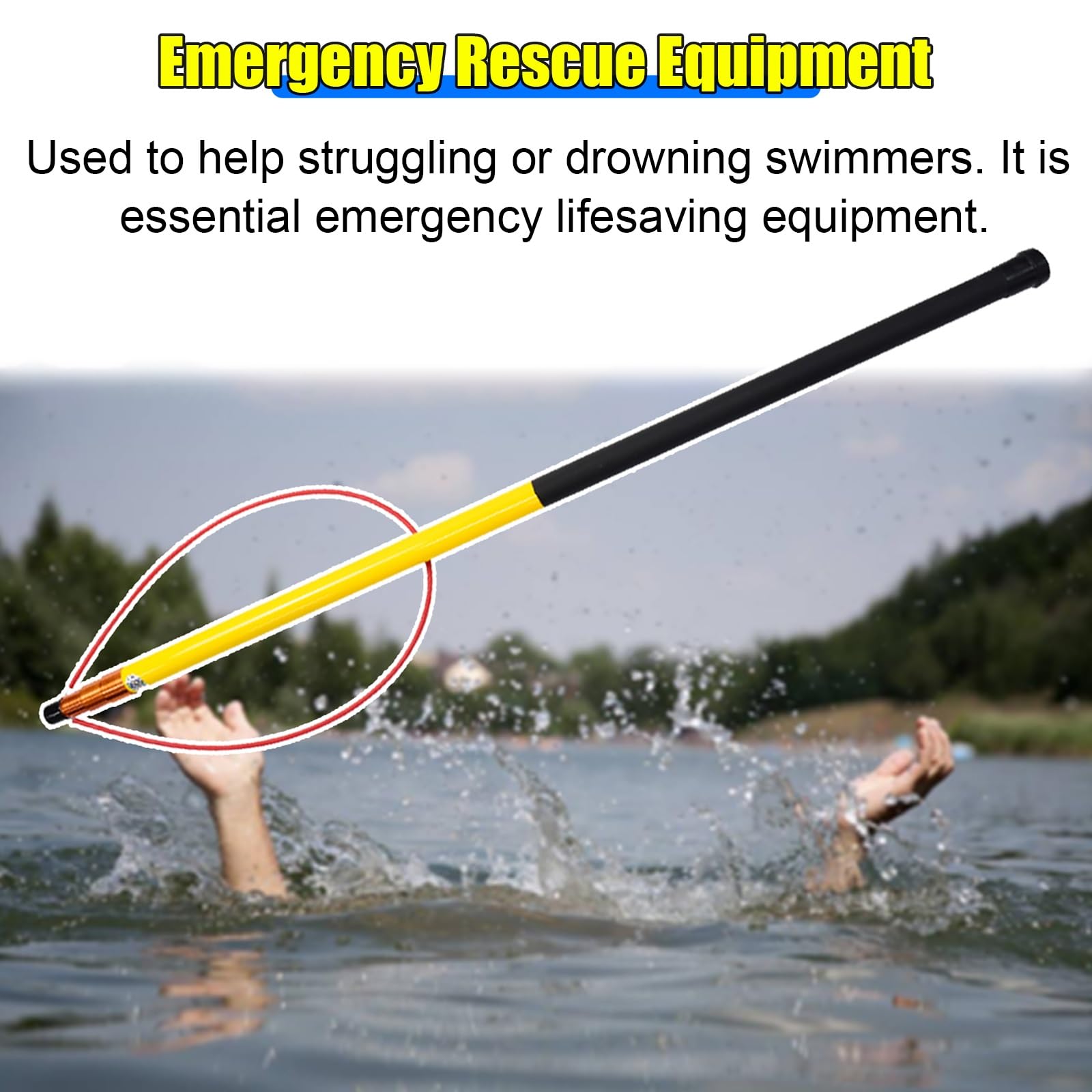 Pértiga de Rescate, pértiga telescópica Resistente para Piscinas con Mango Antideslizante, Gancho de Seguridad Ligero, Equipo de Salvamento de Emergencia para Nadadores Que se están Ahogando