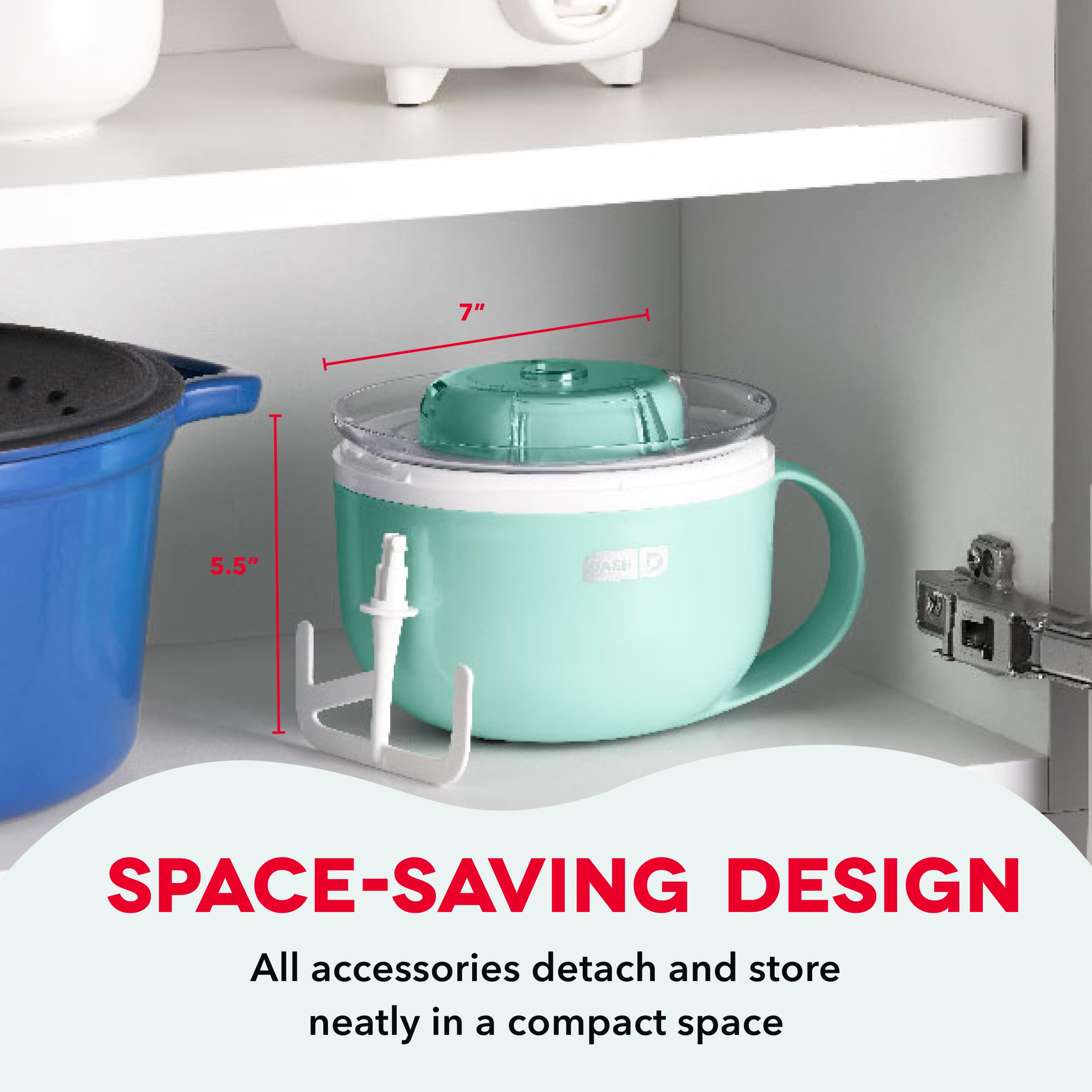 DASH My Mug Ice Cream Maker Machine (Aqua): Multi-Purpose Soft Serve Ice Cream Machine with (2) Bowls for Homemade Gelato, Sorbet, Frozen Yogurt, Built-In Ingredient Chute, Easy to Clean and Store