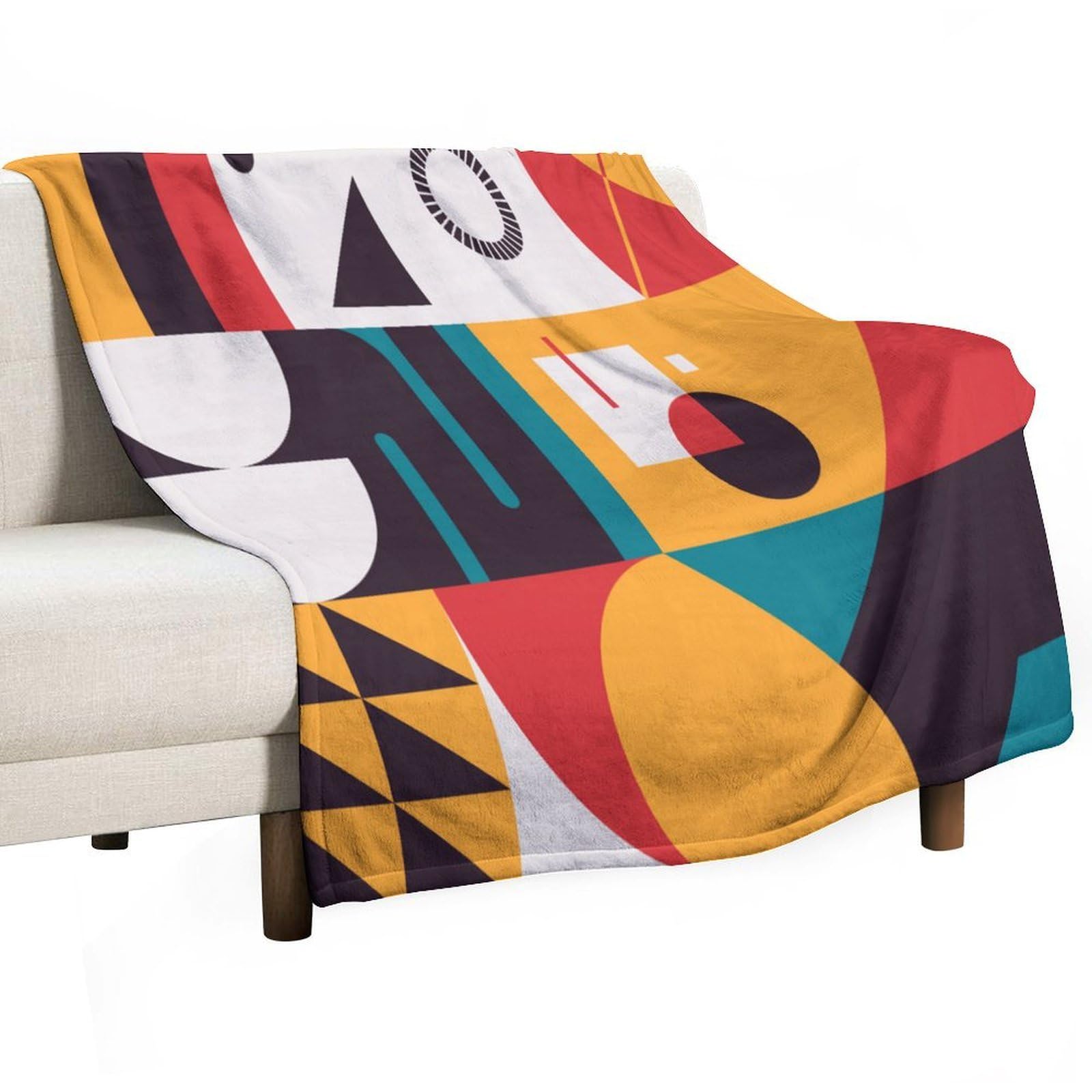BenYaSong Mid Century Blanket Mid Century Geometric Abstract Pattern Simple Shapes Beautiful Color Palette Decor Bedding Blanket Gifts for Boys Girls Kids Adult Men Women 40"x50"