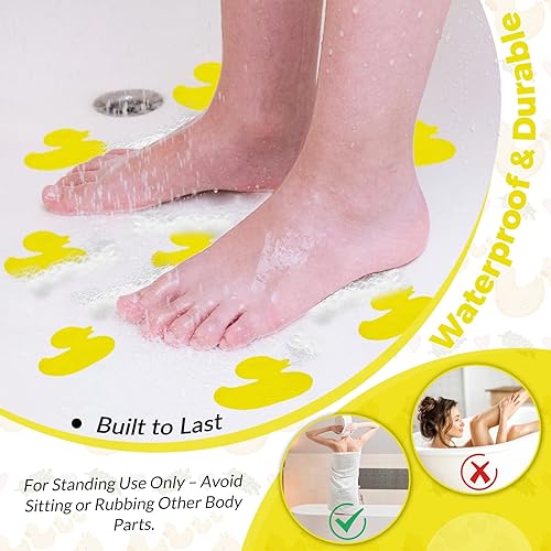 Miniatura 5 de S&X Calcomanías antideslizantes para bañera para niños, paquete de 12 calcomanías antideslizantes para suelo de ducha de pato de dibujos animados,