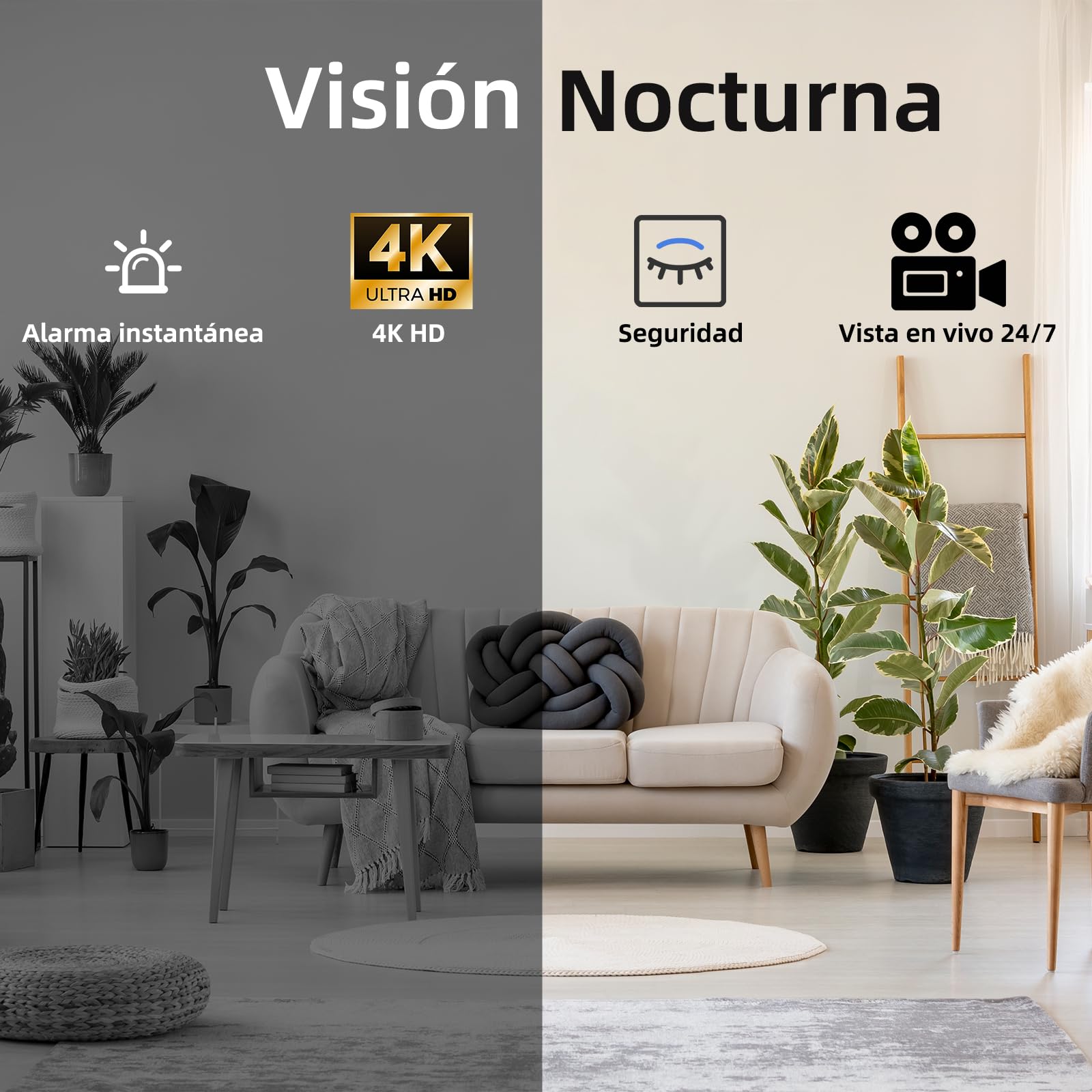 Cámara Espía Oculta 4K WiFi, Detección Movimiento | mini camara espia,visión nocturna, Ángulo de giro, app móvil, monitor bebé/mascota, alertas en tiempo real