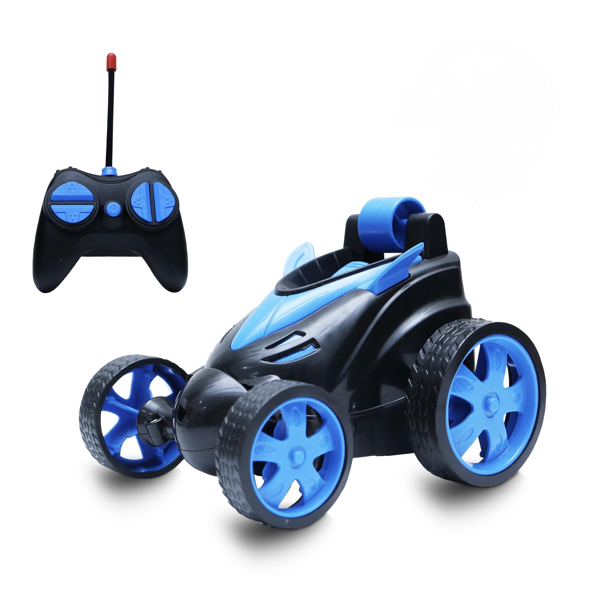 Wonder Toys 360° Stunt, Flip, Rotating & Rolling RC Car for Kids – Rechargeable RC Car with Dual Motors, Flexible Turning & Anti-Crash Tyres | Remote Control Toy with USB Charger | Blue Edition