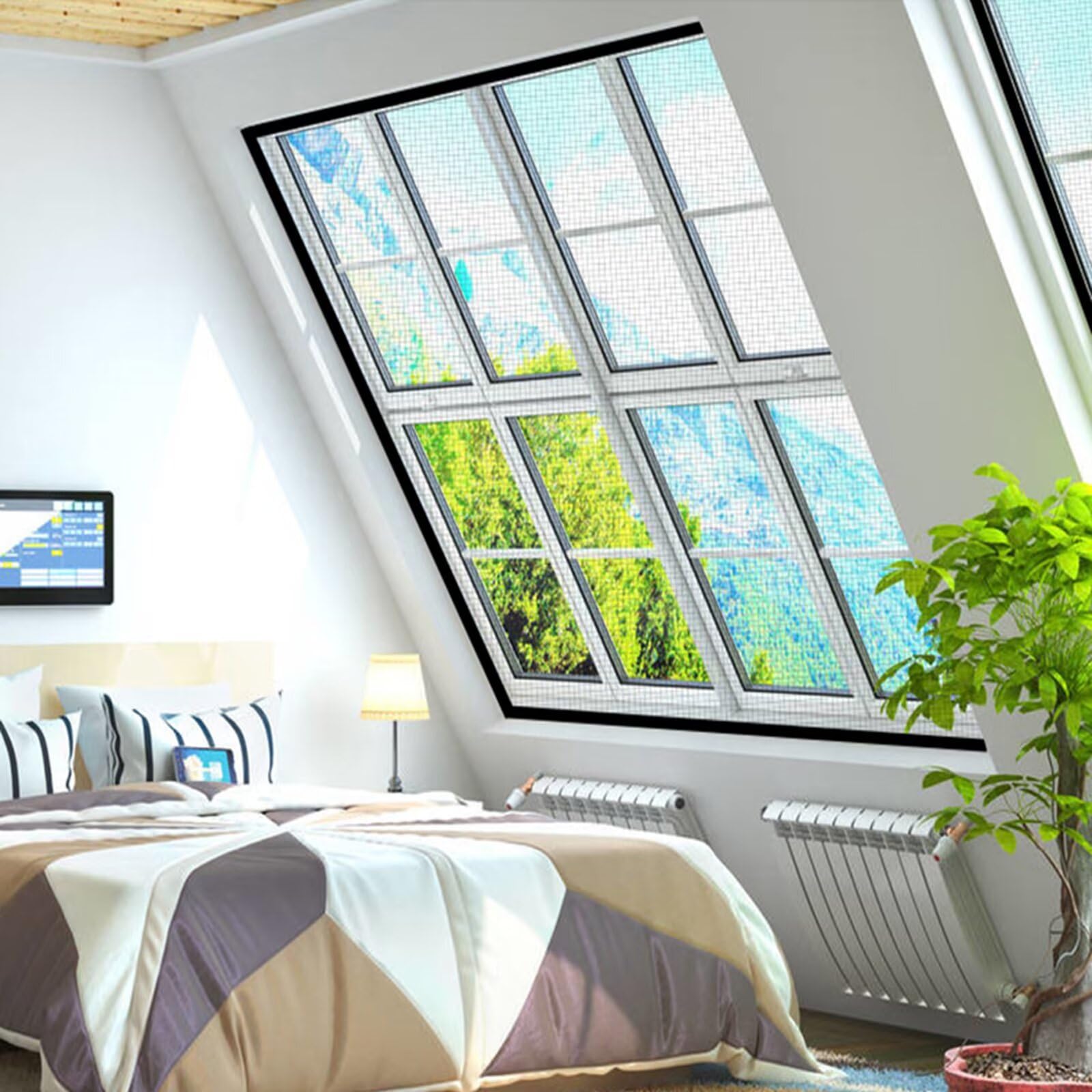 Fenster-Moskitonetz, Schiebefenster-Moskitonetz, Klett-Fenster-Moskitonetz, waschbares Fenster-Moskitonetz, Netzstoff für Wohnzimmer, Schlafzimmer, Terrasse, Balkon, 190 x 230 cm