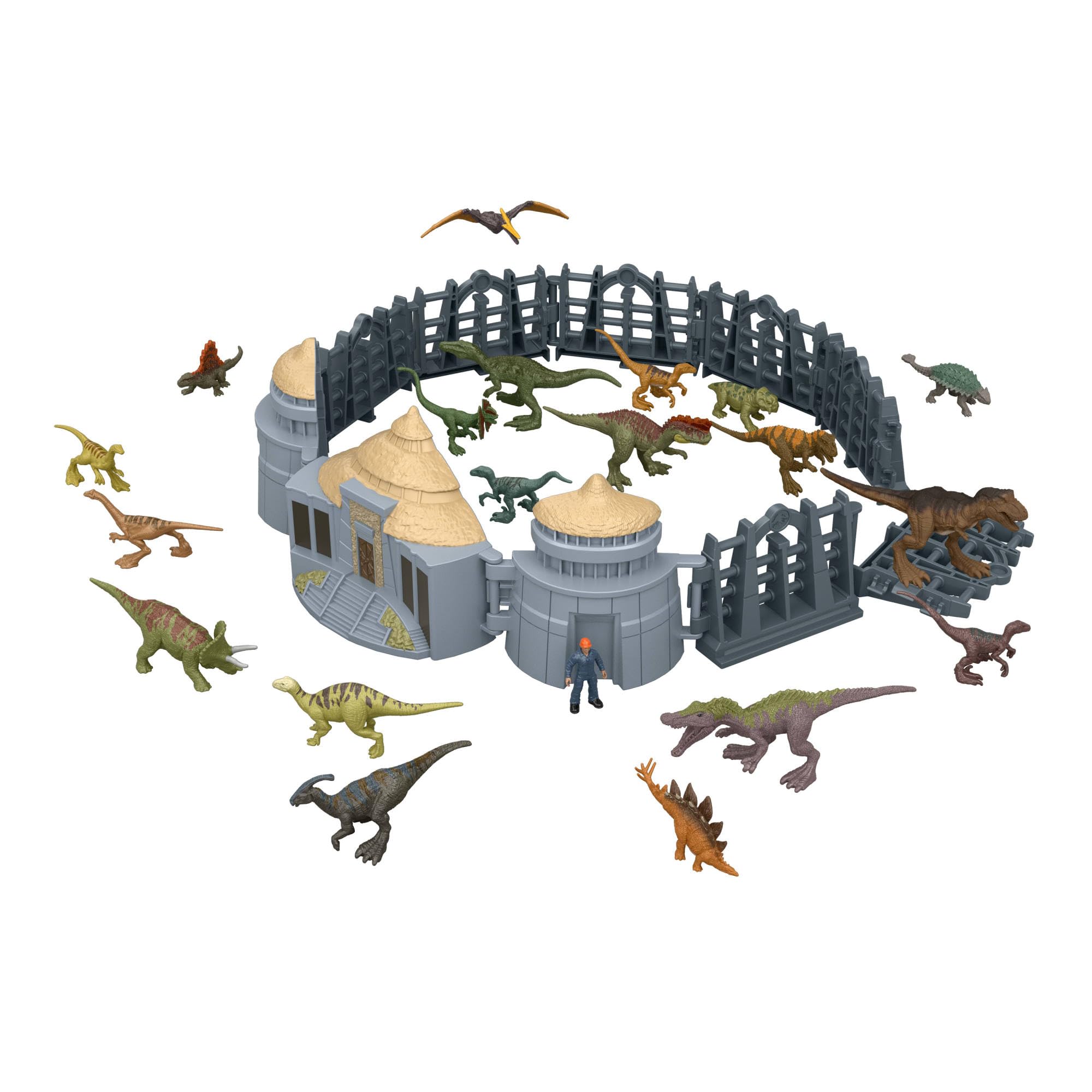 Mattel Jurassic World Calendario de Adviento, 24 días, 19 minis | Tema visita a la isla de Jurassic Park; sorpresas: dinosaurios, figura humana y accesorios, JLD23