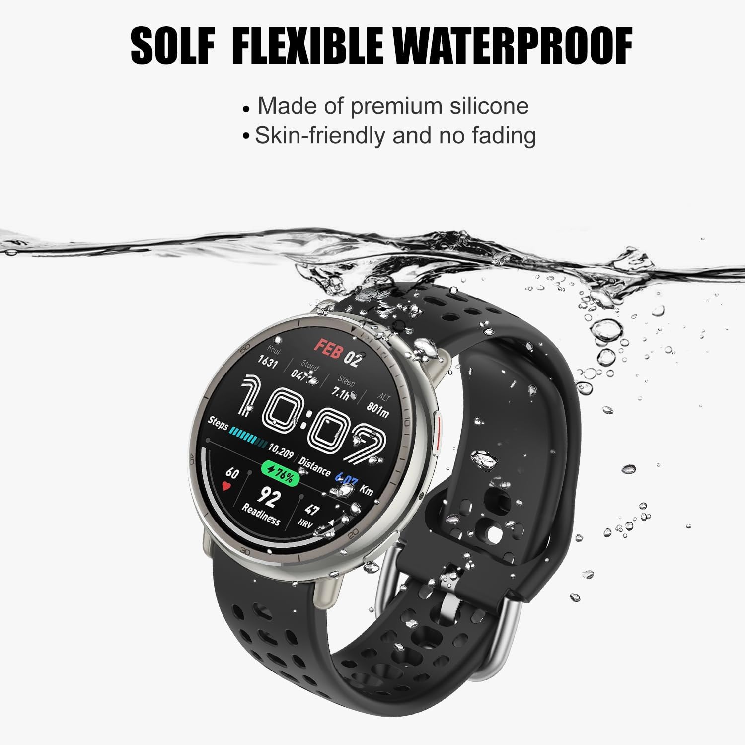 Compatible with Amazfit Active 2 Bands, 20mm Width Silicone Replacement Strap for Amazfit Active/Active 2S/GTS 4 mini/GTR Mini/Bip 3 Pro Smartwatch - Image 7