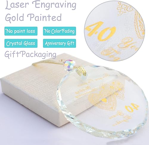 Miniatura 2 de Adorno de boda del 40 aniversario 2024, adorno de cristal de 40 años como decoración de aniversario de boda, recuerdo coleccionable de aniversario