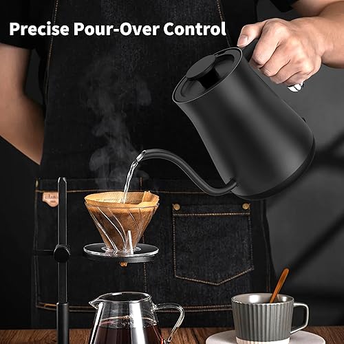 Miniatura 3 de Hervidor eléctrico de cuello de cisne, control de temperatura de ±1 °F, interior de acero inoxidable 304, calentamiento rápido de 0.8L/1200W con