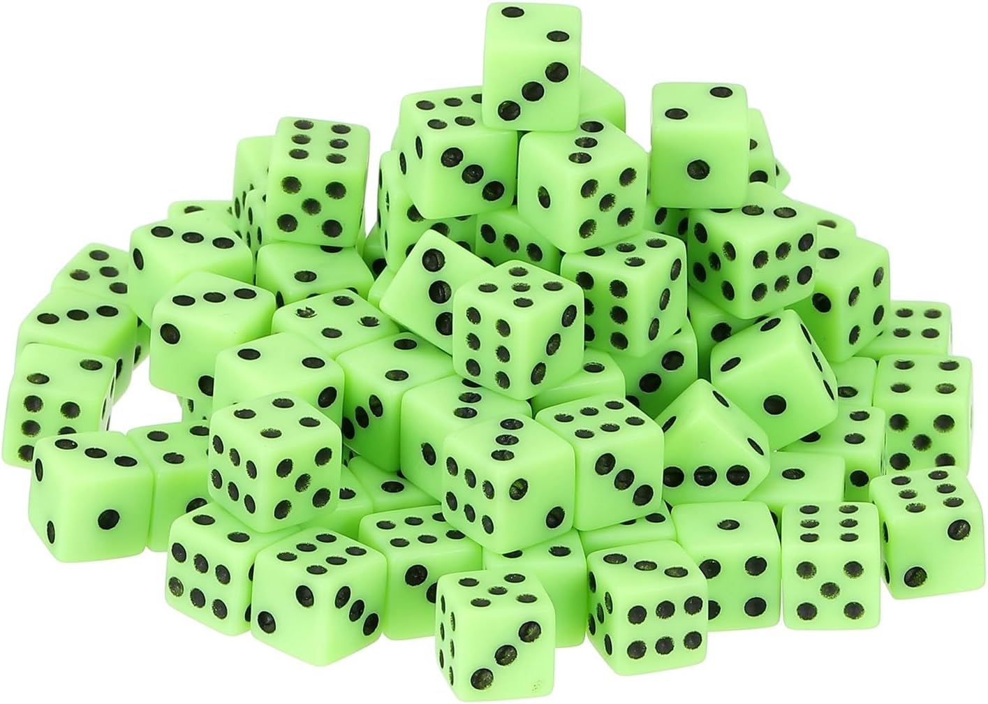 100Pcs Mini Dice, 8mm/0.31" Acrylic Tiny Six Side Game Dot Square Dice Bulk for Table Board Game Party Activities, Green/Black