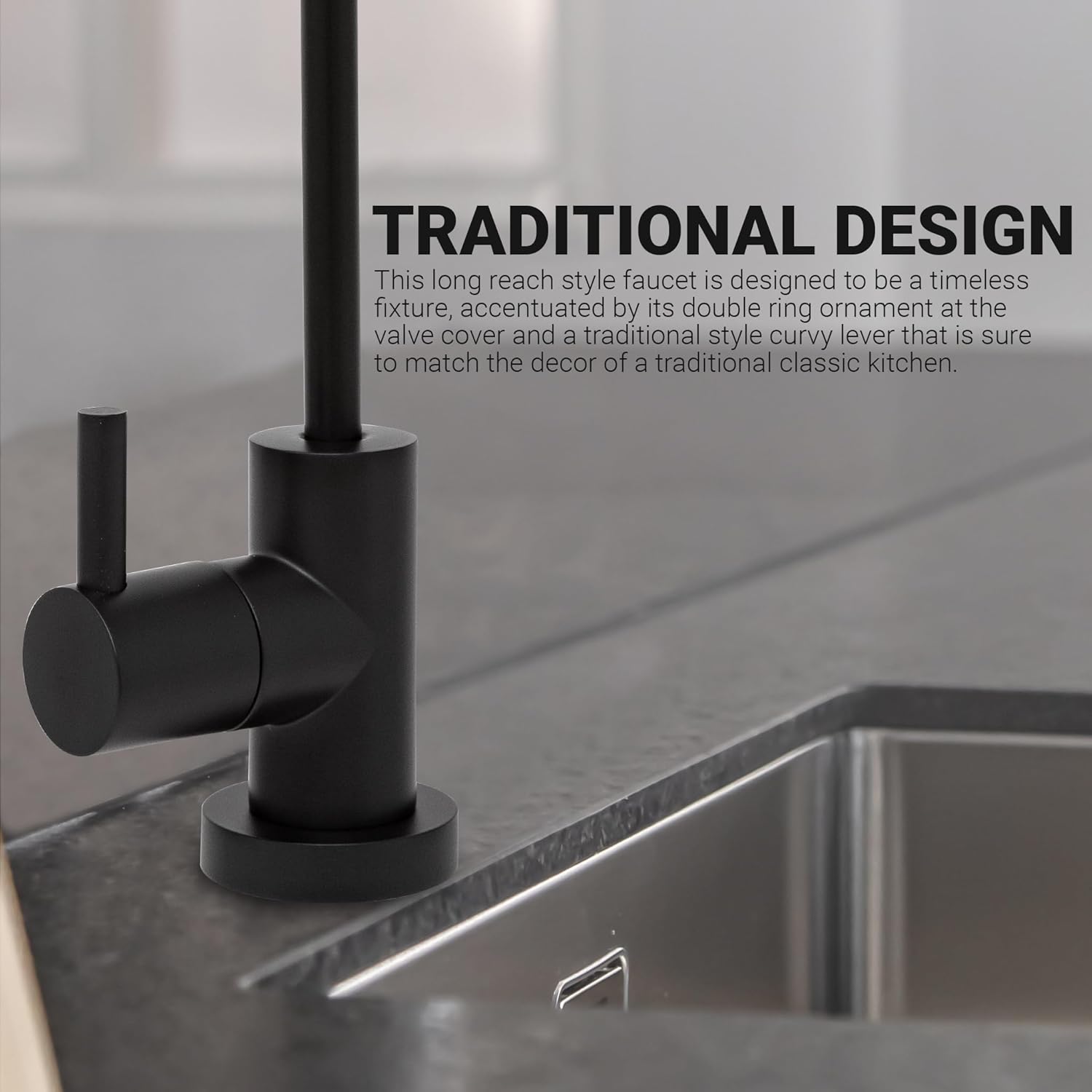 Metpure Non-airgap NSF Certified RO Faucet Reverse Osmosis Drinking Water Filtration System Water Dispenser Spout (Matte Black). Euro Style with Faucet Wrench.
