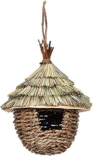 Hummingbird House Outside Hand-woven Hung Straw Birdhouses Straw Woven Hung Birdhouses Drop-shape Hung Straw Nest Hummingbird Nesting Houses for Garden, Patio, Lawn, Indoor Decoration
