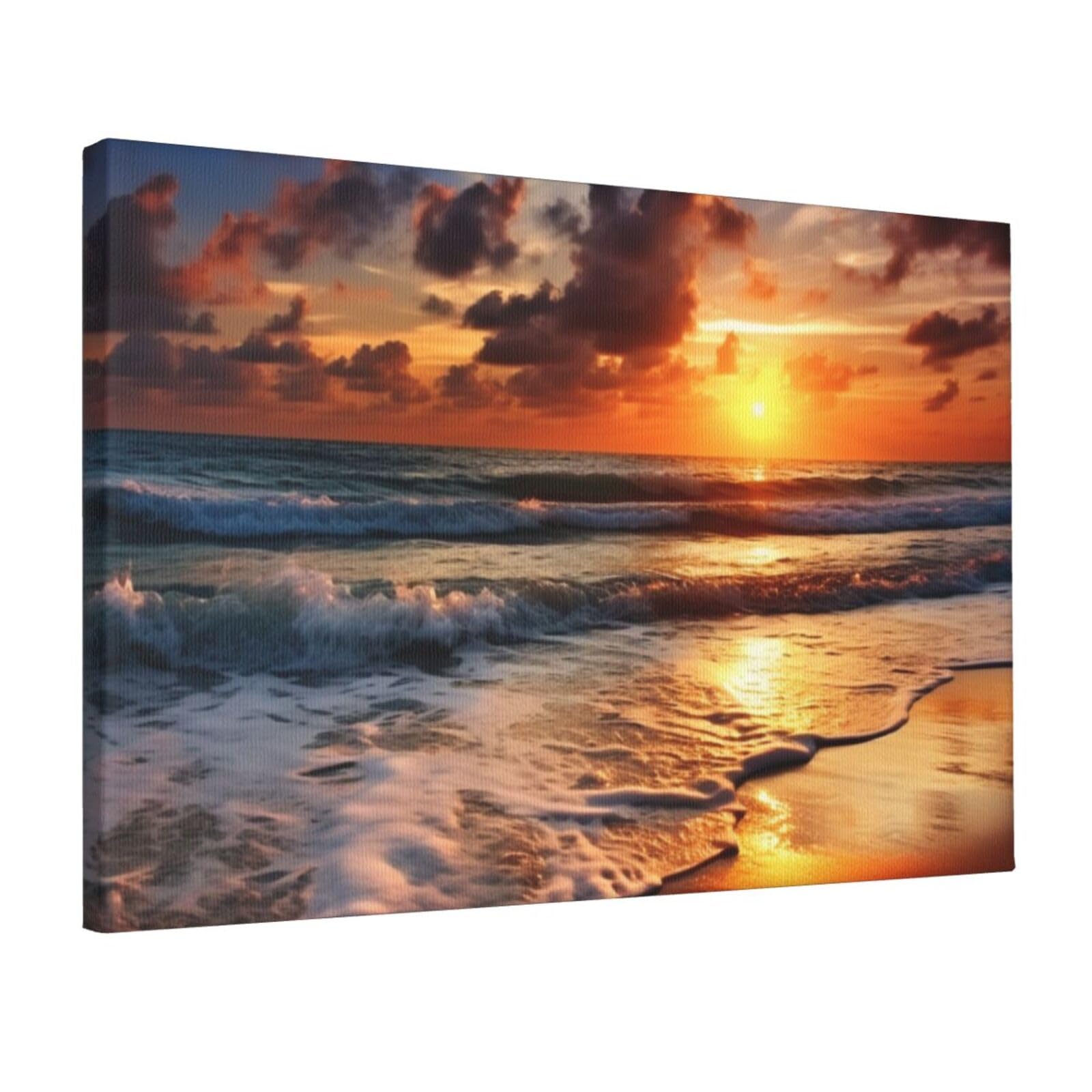 Canvas Wall Art for Living Room Wall Decor 12"x18" Modern Artwork Painting Pictures Hanging Canvas Prints Beach Sunrise Aesthetic Wall Art for Bedroom Bathroom Office Wallart Decor