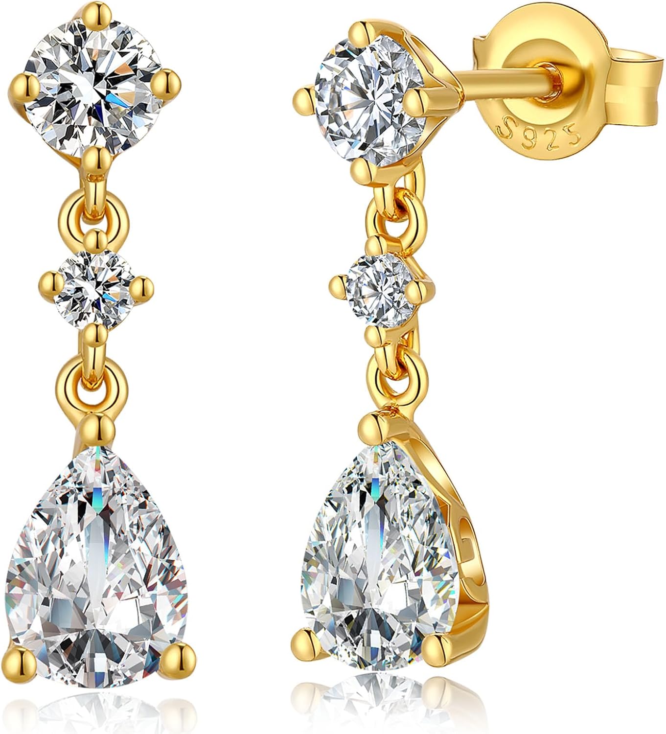 Dangle Drop Earrings for Women 925 Sterling Silver Cubic Zirconia CZ Drop Stud Earrings