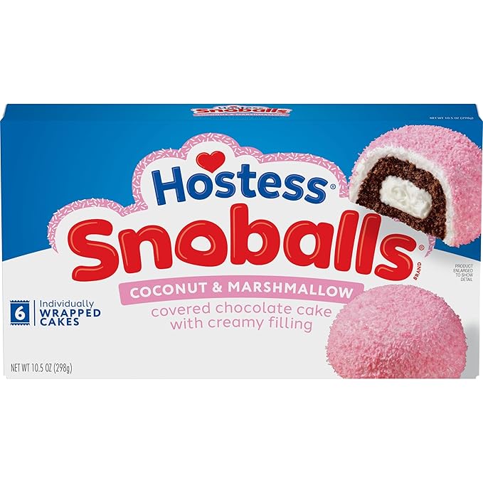 Hostess SnoBalls, 6 Count (Color May Vary by Season), 10.5