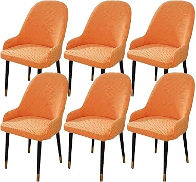 Stretch Dining Chair Covers with Armrest-Orange-Set of 6