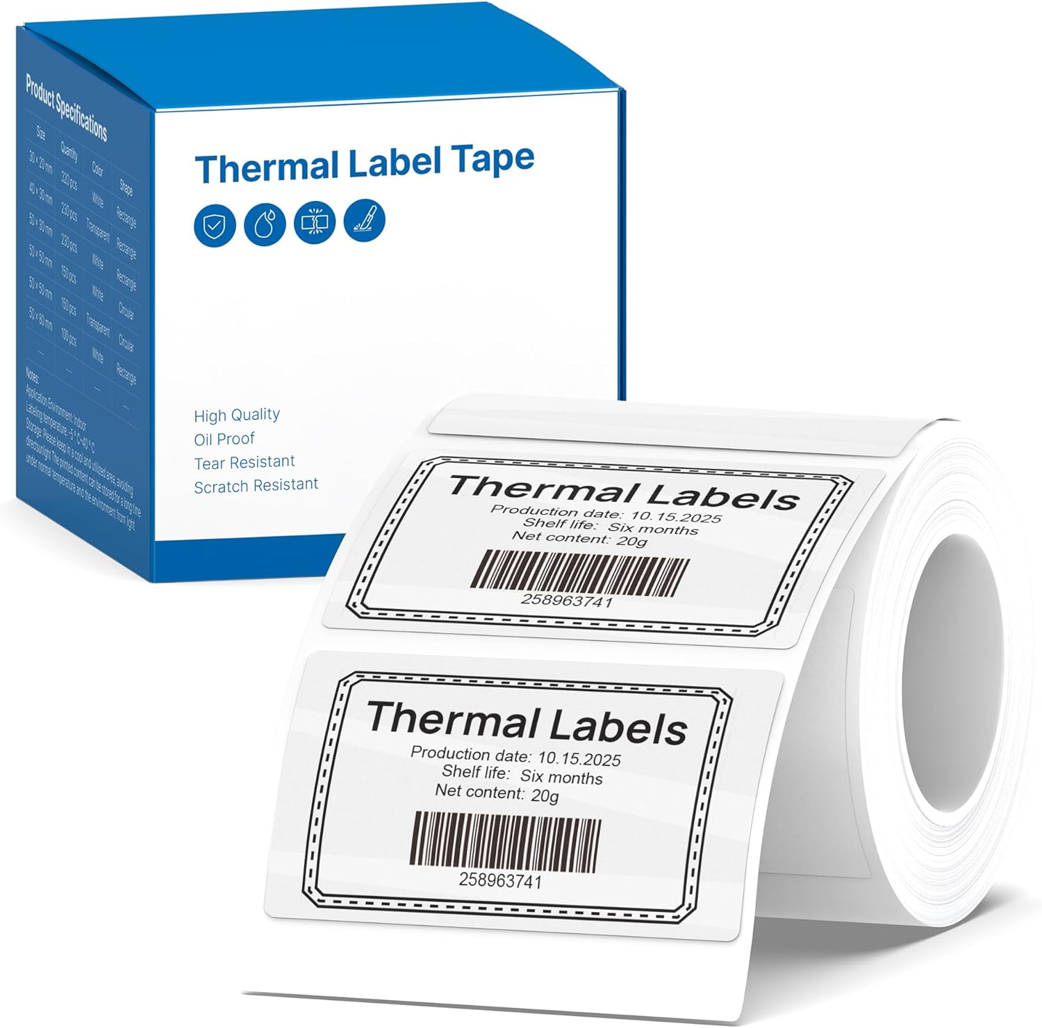 Thermal Label for PM260 Printer, 1.57'' x 1.18'' (40x30mm) Thermal Tape, Waterproof, Multi-Purpose Label, 1 Roll of 230 Self-Adhesive Thermal Paper (T