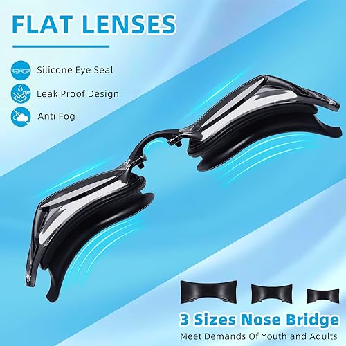 Miniatura 3 de Paquete de 10 pares de gafas de natación antivaho para adultos, equipo de natación de silicona, sin fugas, gafas de natación con pieza de nariz y