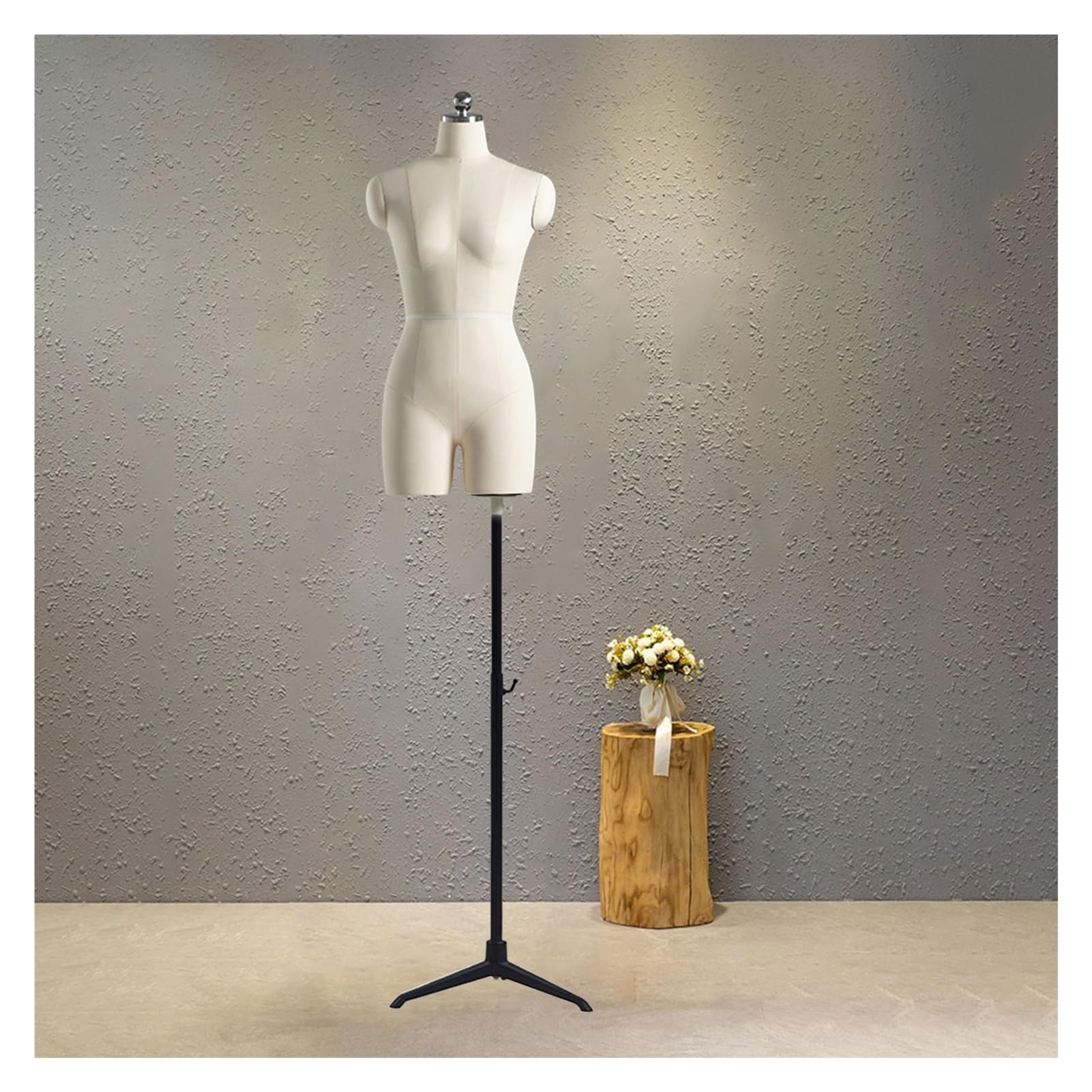 Sjdopulse Women's Beige Sewing Mannequin Mannequin Torso Dress Form For Sewing Clothes, Half Body Split Leg Manikin Body With Adjustable Tripod Stand For Displays Jewelry Clothing,,80#