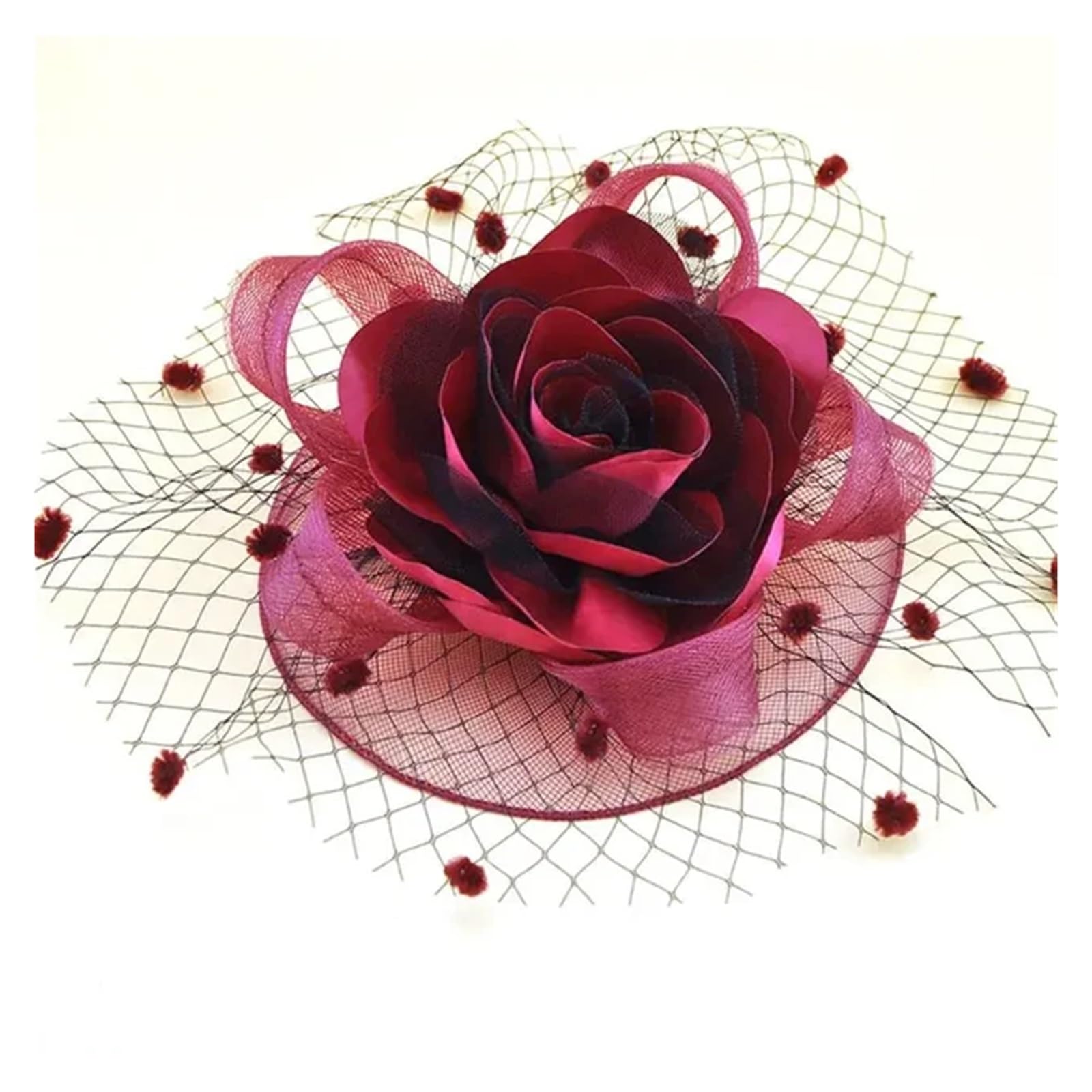 UALXPAO Wedding Hats Women Mesh Fascinator Cocktail Tea Party Hat Hair Accessories Wedding Church Headwear with Veil Flower Dots for Tea Party,Weddings(Color2)