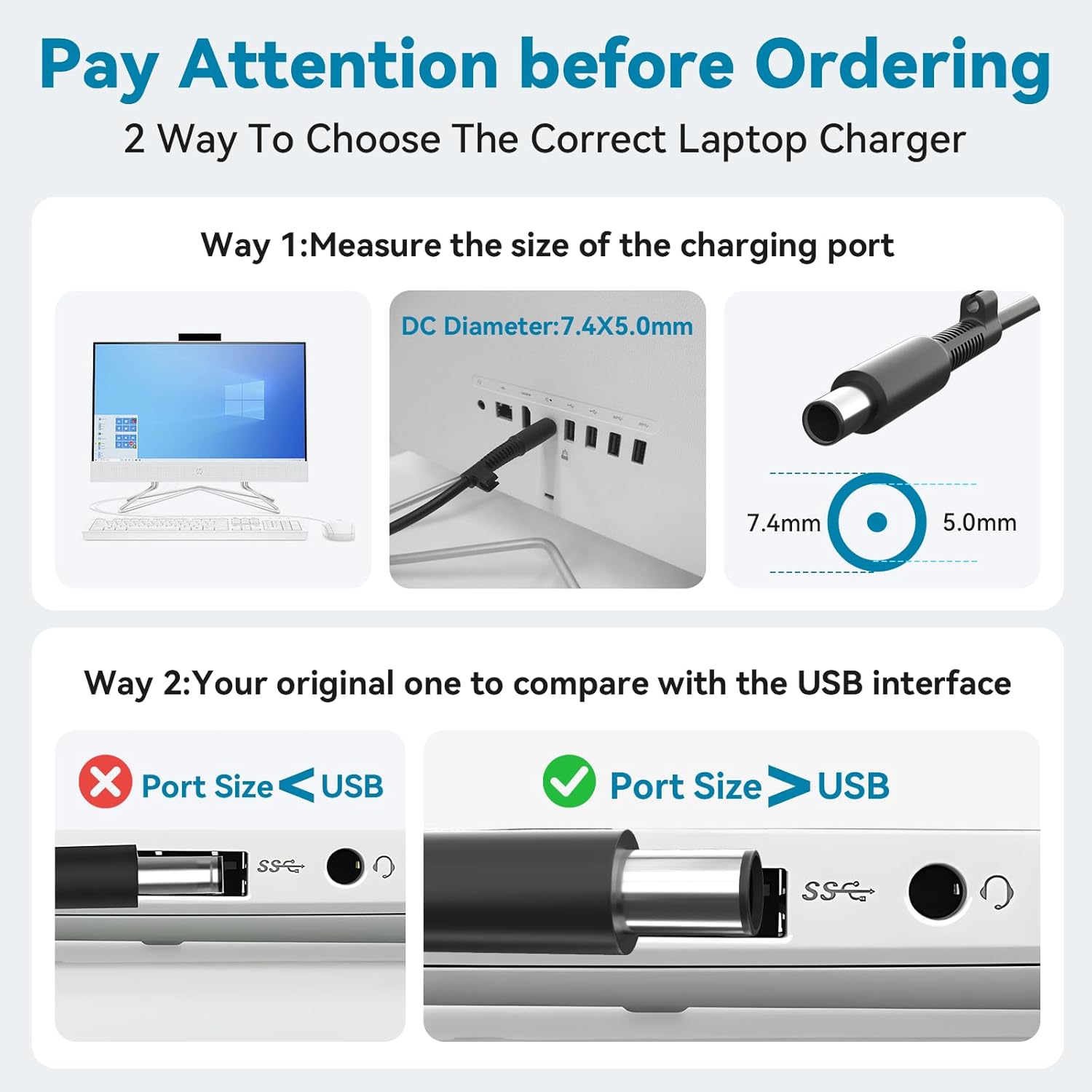 90W 65W Ac Adapter for HP All in One Desktop Computer Power Cord-for HP All in One Computer 20" 22" 24" 27" 22-DD 24-CR 24-DP DF 27-CR 22-DD0224 24-CR0042 27-CR0082 image 2 of 6 B0CZRKZ8CQ