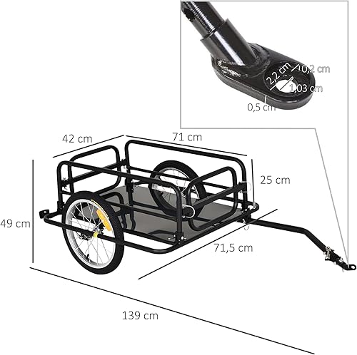 Miniatura 5 de Aosom  Remolque de cargaequipaje para bicicleta Wanderer, color negro