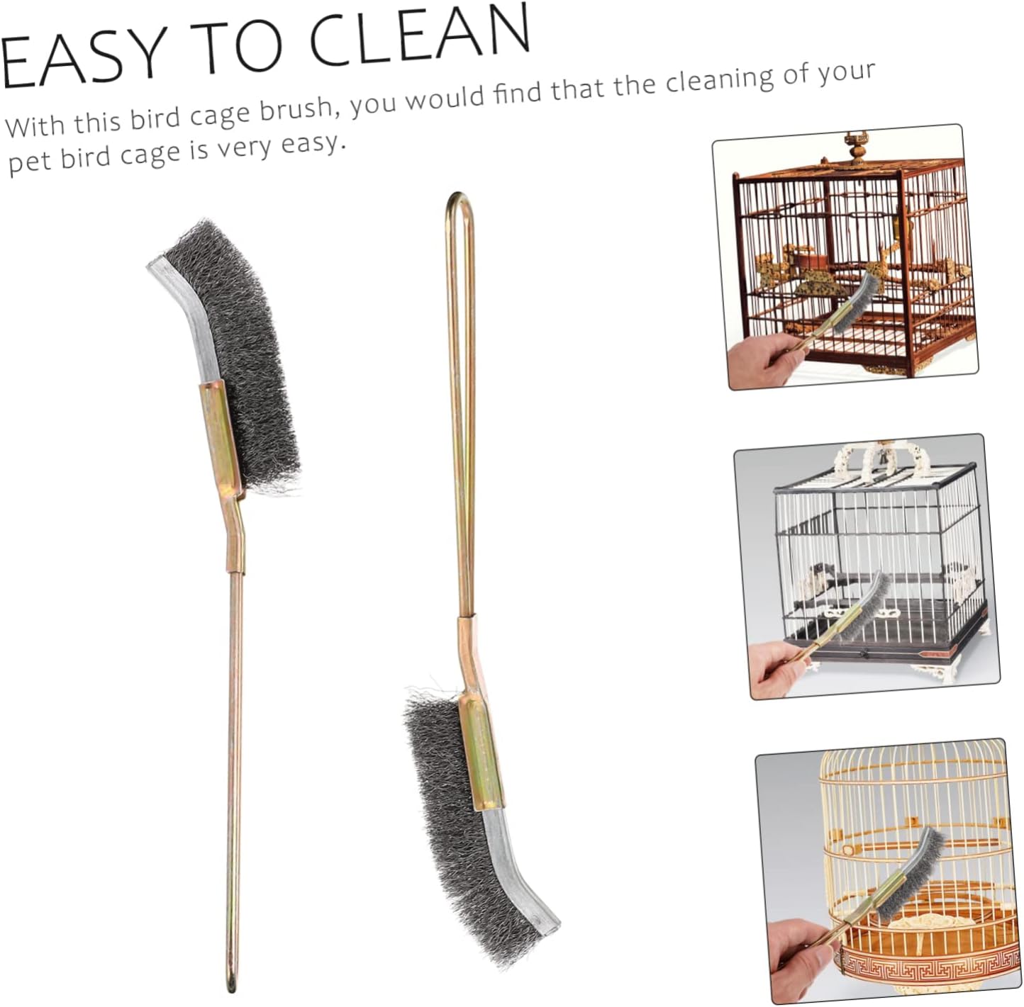 VANZACK 6pcs Cage Cleaning Brush Wire and Copper Pet Bird Supplies for Easy Daily Maintenance for Parrots Macaws and Cockatiels