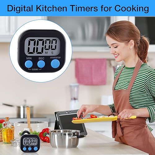 Miniatura 4 de Leumoi 24 temporizadores digitales de cocina, temporizadores magnéticos de espalda, pantalla grande, alarma fuerte, interruptor de encendidoapagado,