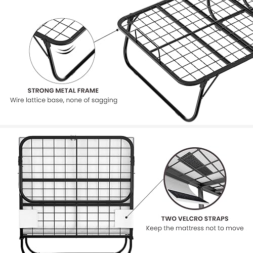 Miniatura 7 de Karcog Cama plegable con colchón, funda de almacenamiento incluida, cama de invitados extra plegable para adultos, con colchón de espuma