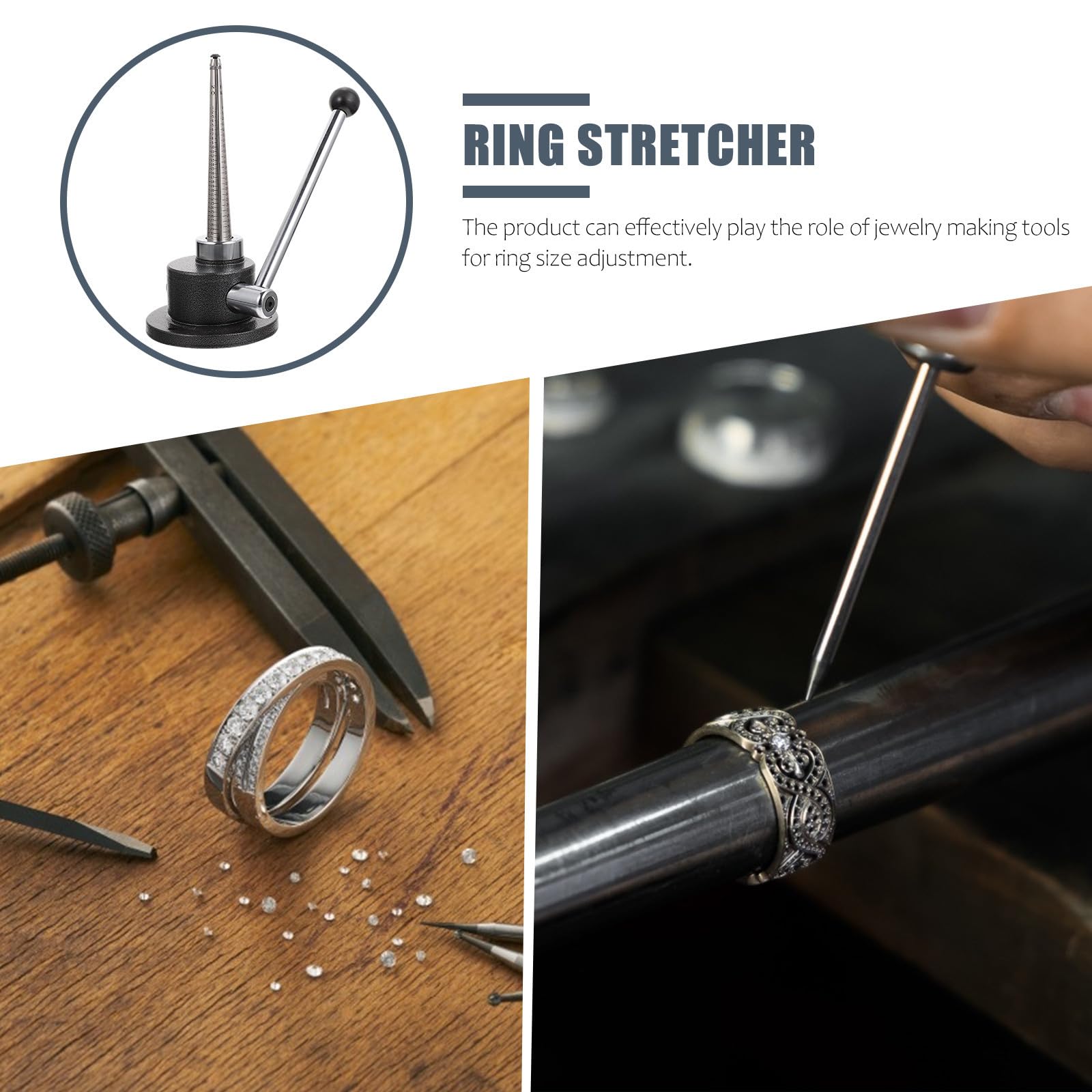 MERRYHAPY Ensanchador de Anillos para Ajustar y Ampliar Tamaños de Anillos Fácilmente Herramienta Práctica Estilo Coreano de Acero Cuatro Escalas de Medición