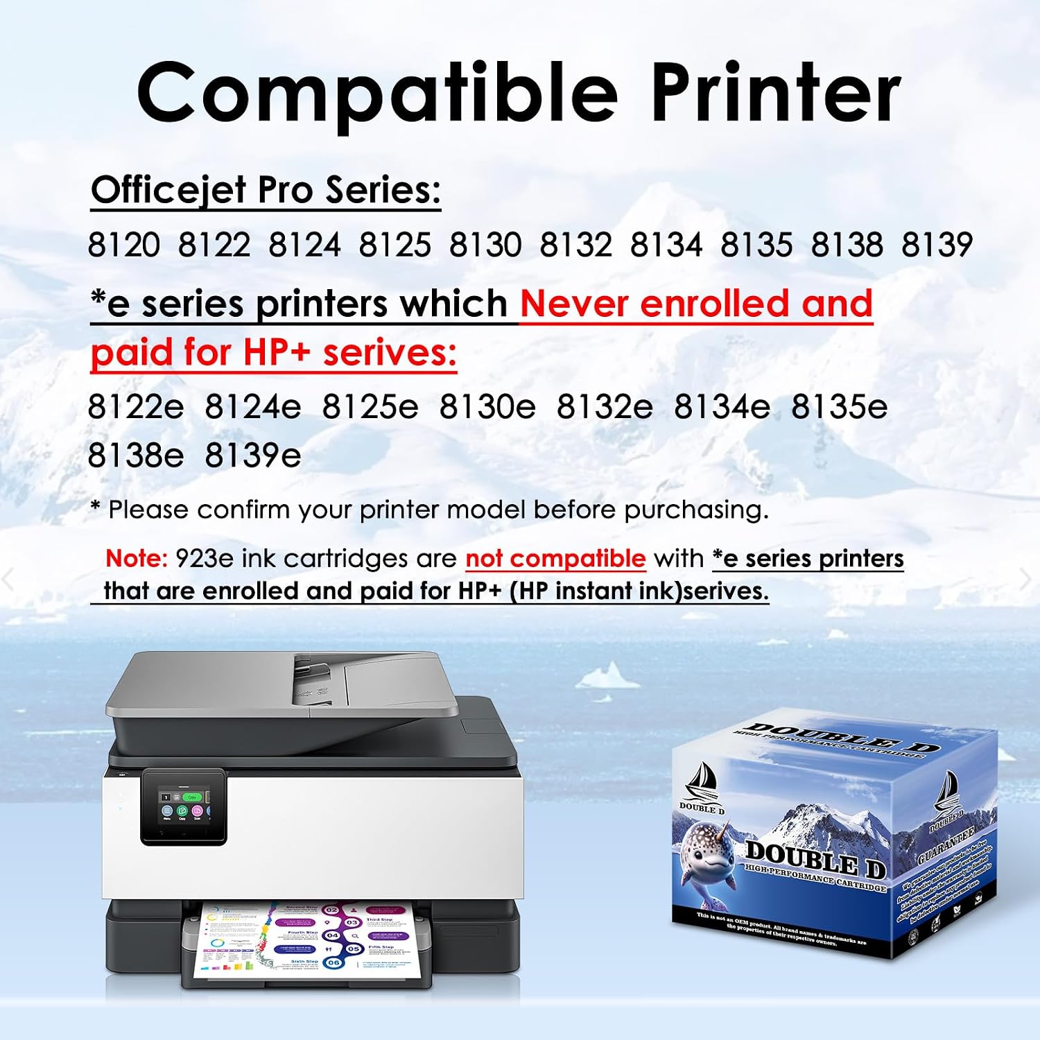 DOUBLE D 923e 923XL Black, Cyan, Magenta, Yellow Ink Cartridges (4-Pack) Compatible for HP 923 923e, use with OfficeJet 8120, OfficeJet Pro 8122e 8139e 8138e 8125e 8120 8124 8132e 8134e 8130e 8135e