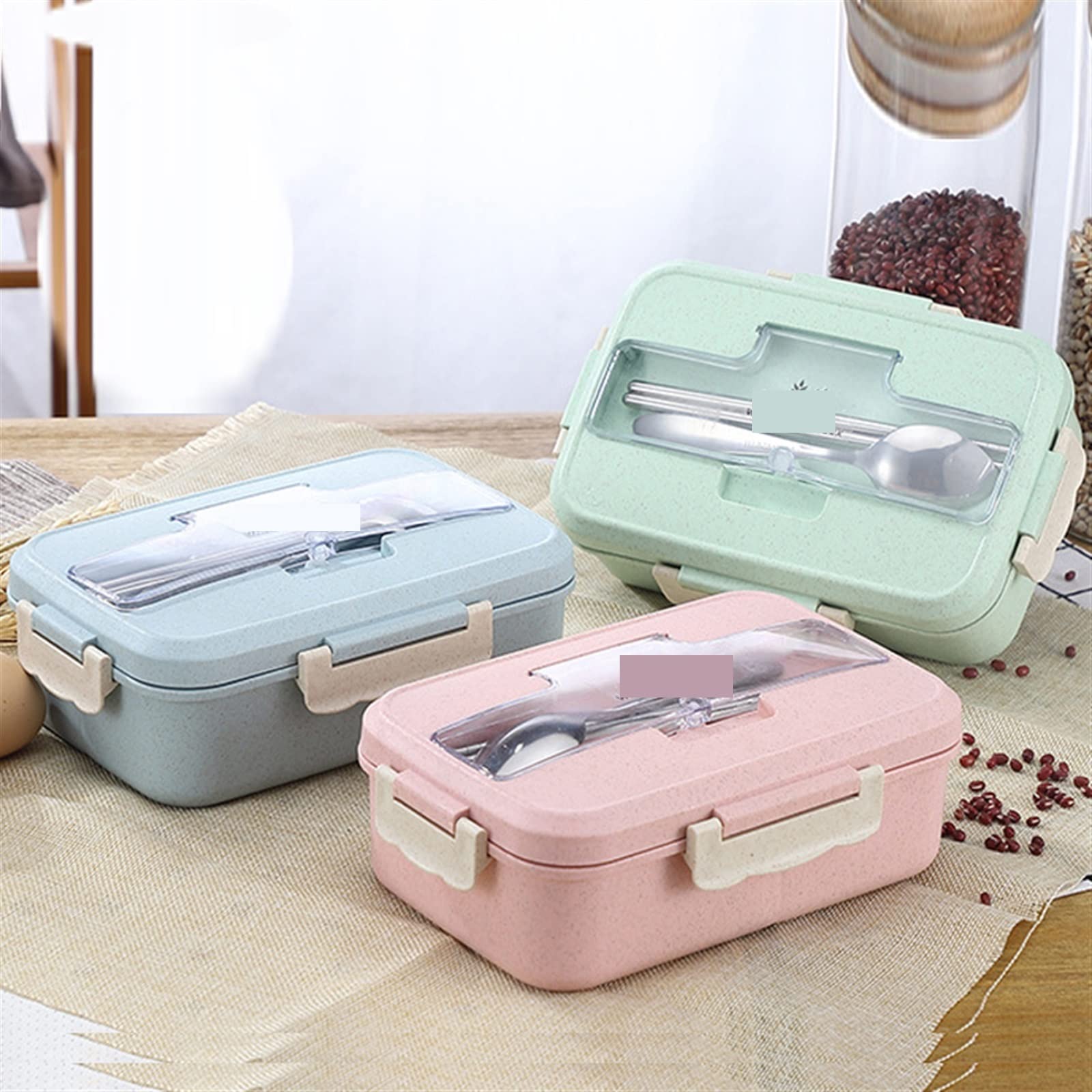 Portapranzo Bento, Contenitore per Alimenti Ecologico, stoviglie Adatte al microonde