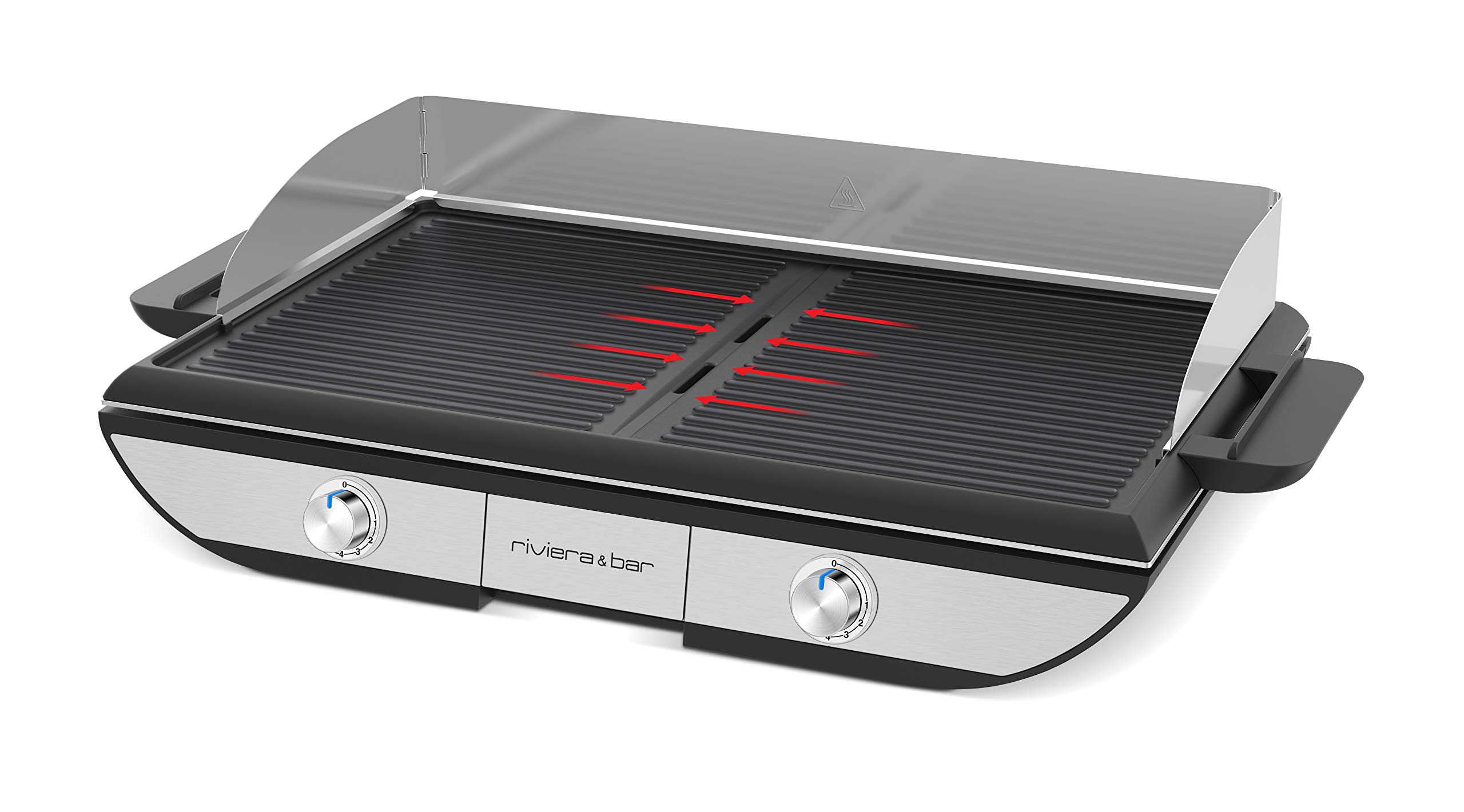 riviera&bar Elektrogrill – 2300 W, Große Grillfläche 53,5 x 33 cm, Alugussplatten, Antihaftbeschichtung, Spülmaschinengeeignet, Tischgrill für 8–10 Personen