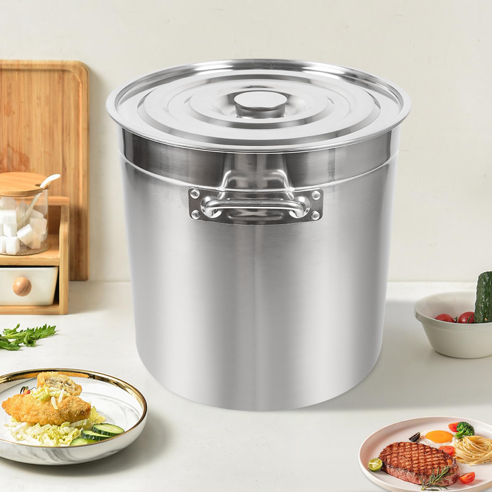 Pentola da 50 l, in acciaio inox, per fornelli a gas elettrici a induzione