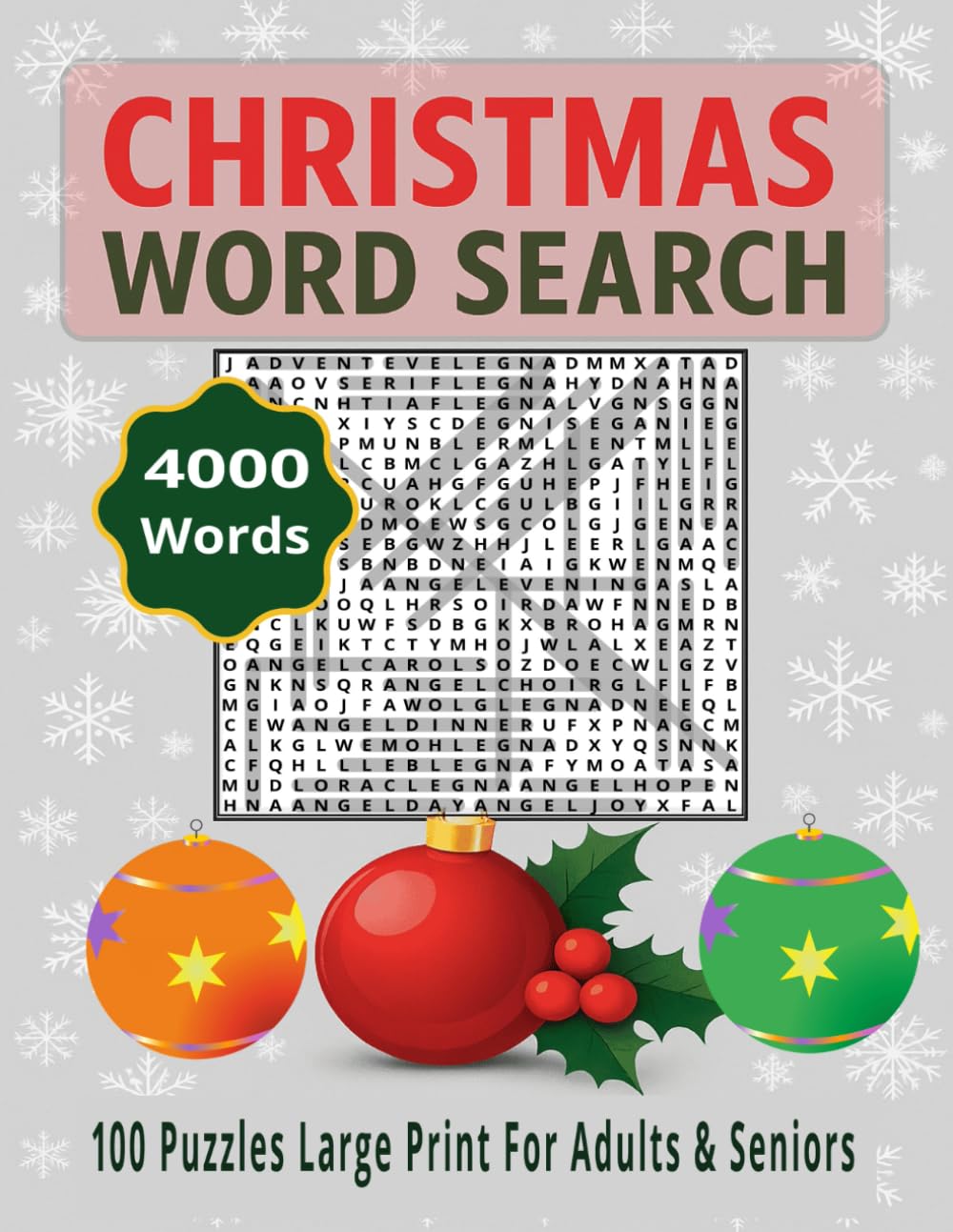 CHRISTMAS WORD SEARCH: 100 Festive Puzzles • 4000 Holiday Words • Large Print for Adults & Seniors Total 128 Pages Size 8.5 x 11 inch (2026 new year word search)