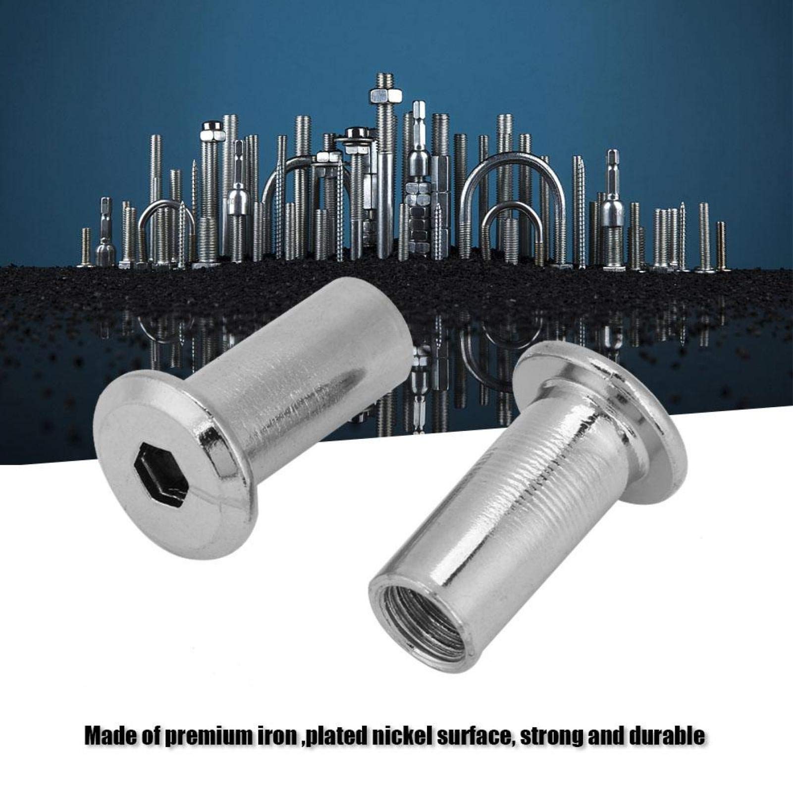 Dadi Esagonali Per Mobili M6*20 - 30 Pezzi, Nichel Placcati, Per Divani E Banconi