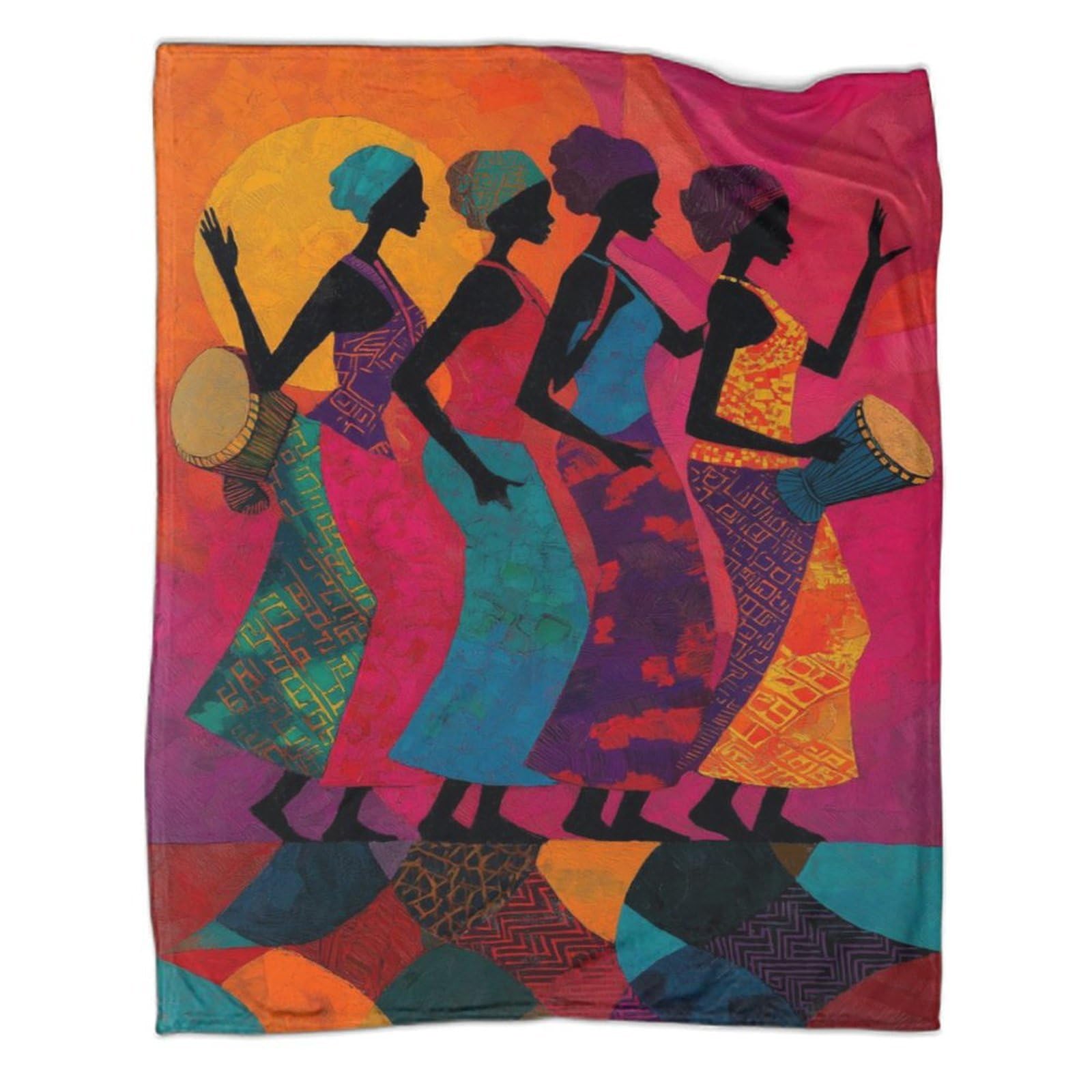 kaiyun African Women Dancing Outdoor Camping Printed Soft Breathable Warm Blanket Four Seasons Bedroom Bedspread 40x50inch(100x130cm)