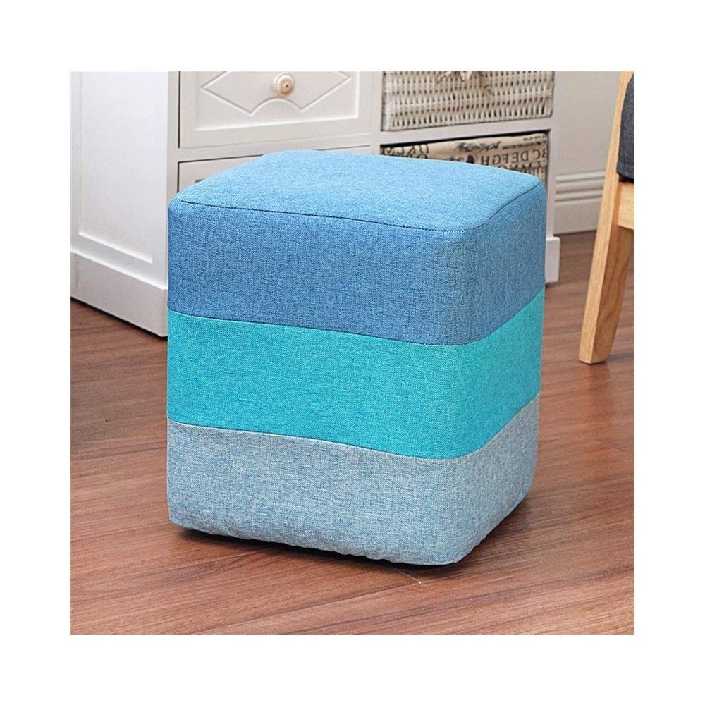 Tabouret carré en tissu bleu NMDCDH avec pieds en bois massif