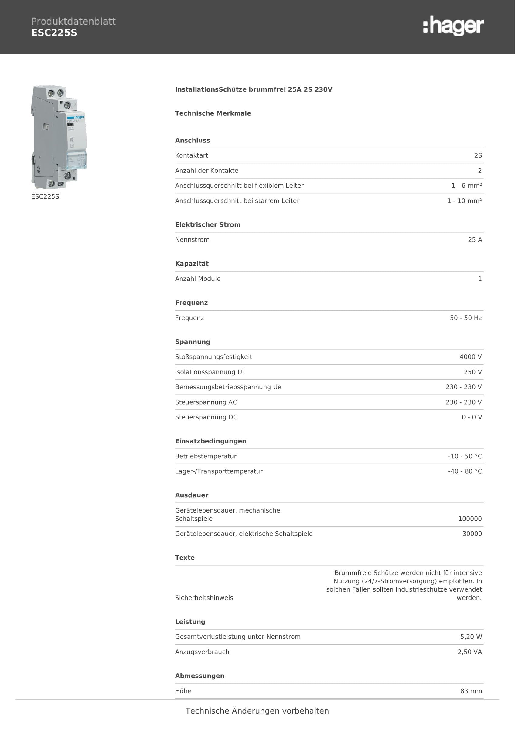 Contactor silencioso, 25A, 2NA, 230V