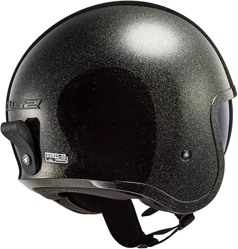 Miniatura 2 de Casco de moto de cara abierta Spitfire de LS2 Negro brillante/Escamas doradas,Mate negro,Bandera negra,Aleación cepillada.,Primer
