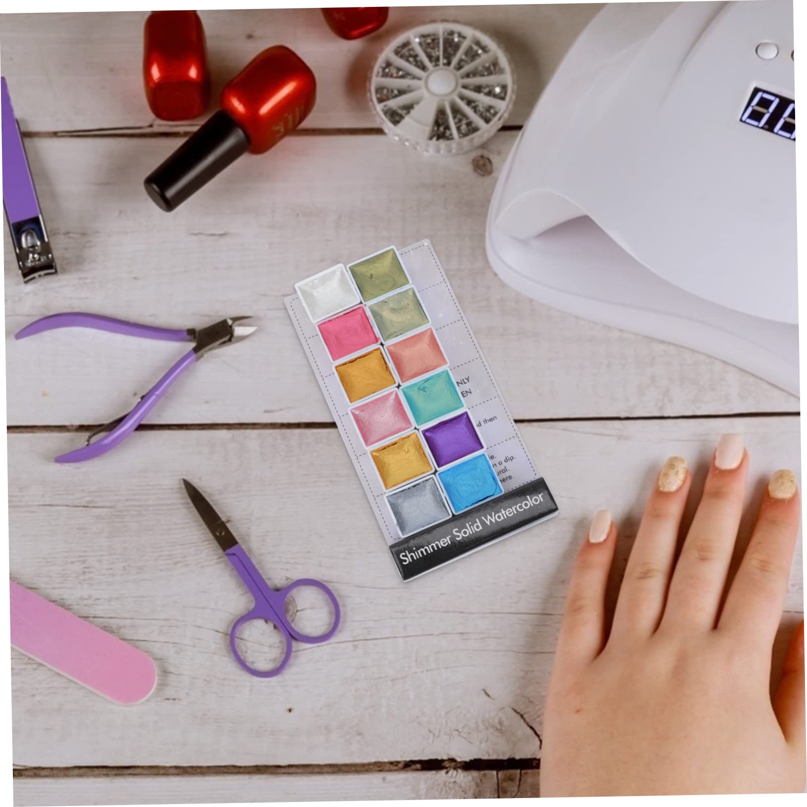 NUOBESTY 3 Scatole Pigmento solido perlescente brillantini per unghie glitter per unghie tavolozza bagnata acquerelli pittura per manicure pittura pigmento per manicure colla in