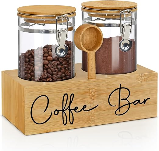 Coffee and Sugar Container Set of 2 with Shelf
