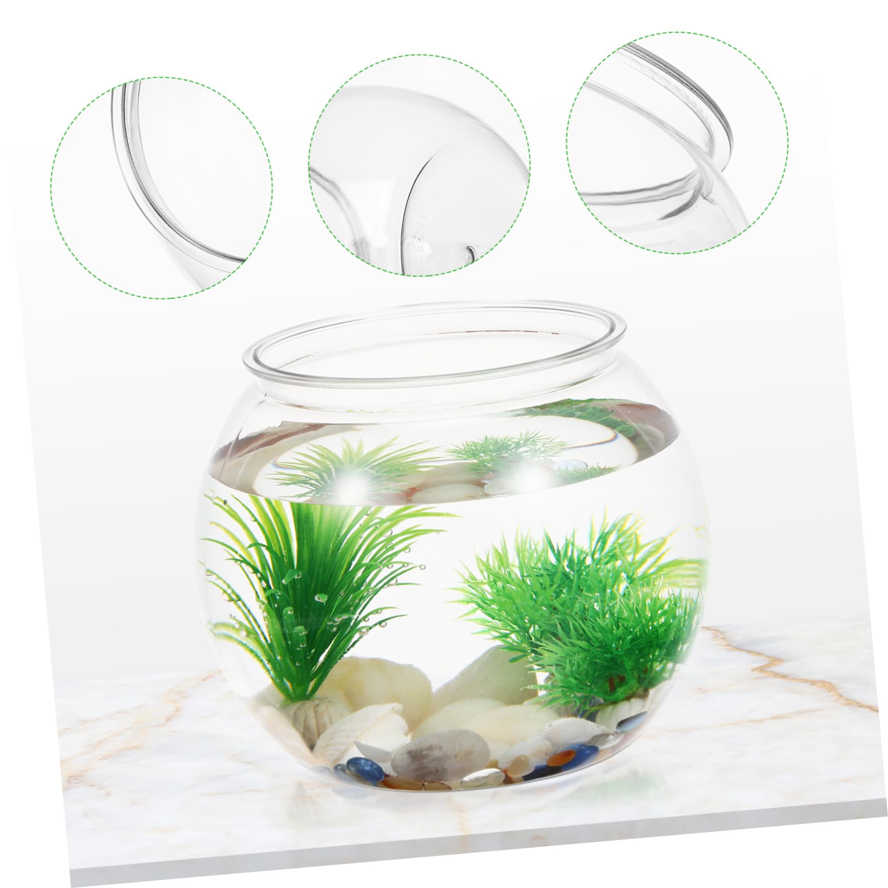 Pecera Plástica Transparente Redonda para Escritorio Acuario Pequeño Durable de Pet Decoración para Oficina y Resistente a para Peces Betta y Tortugas